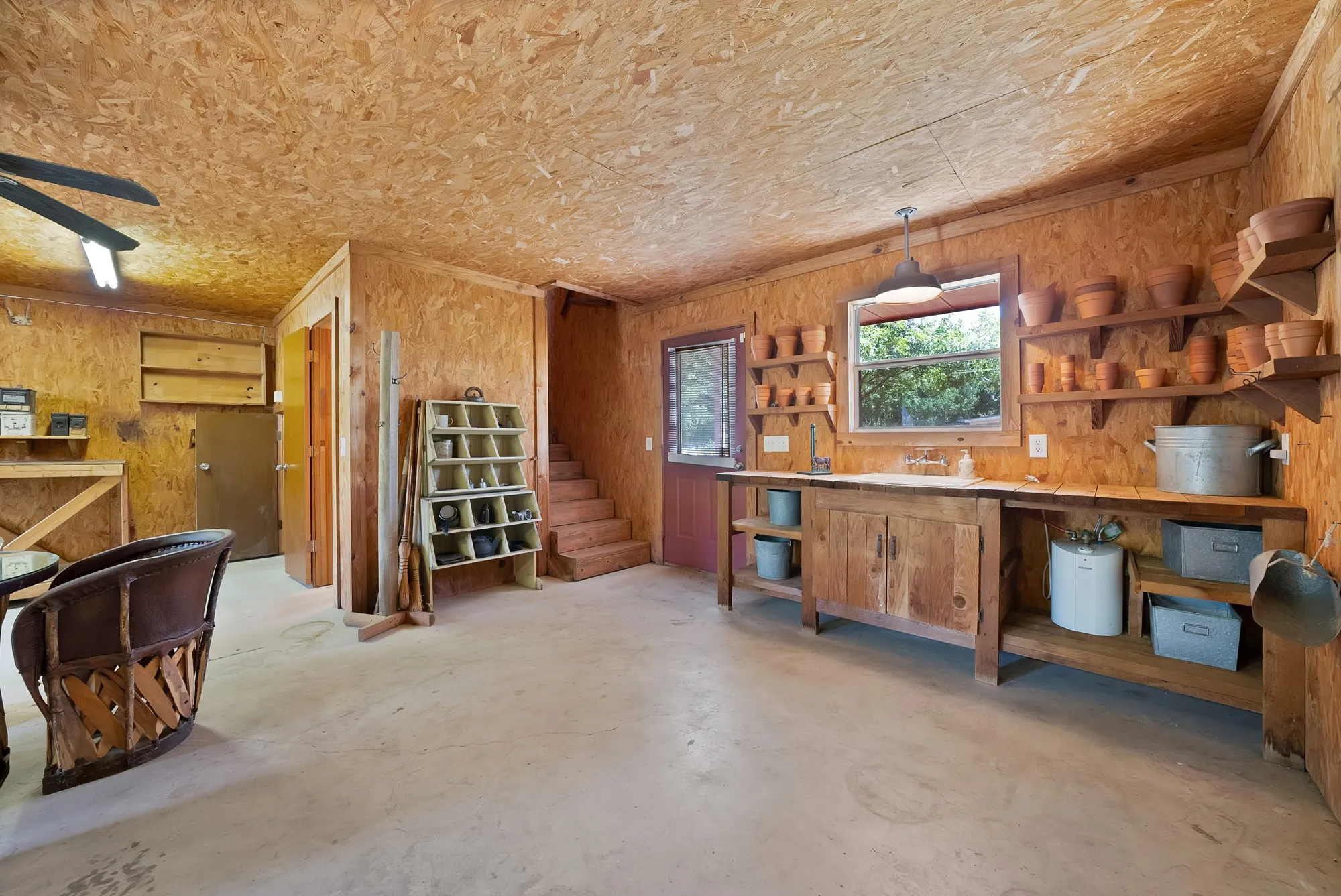 1st floor of Barn with full sink and half-bath.