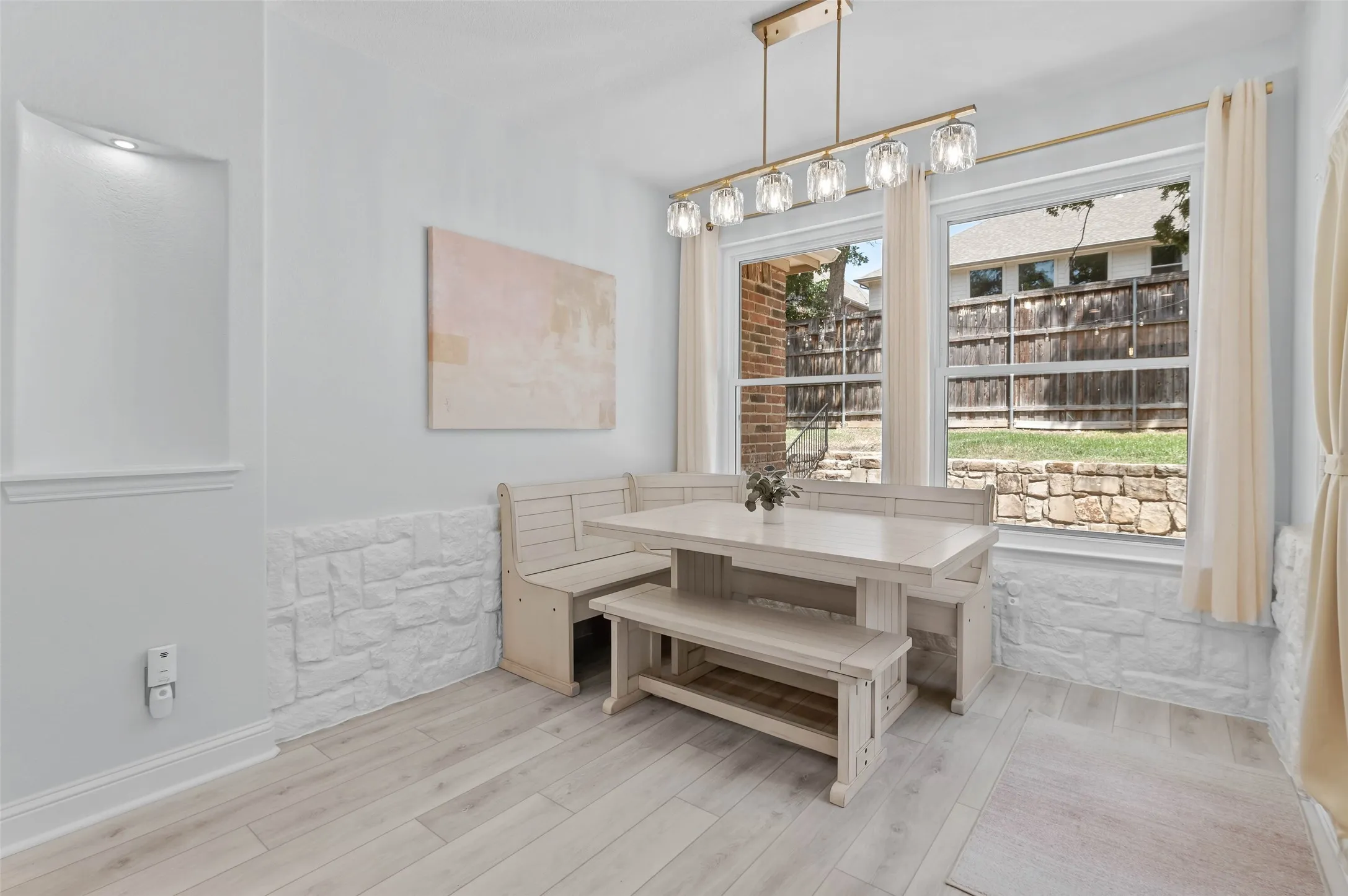 The breakfast area comfortably seats a table for eight.
