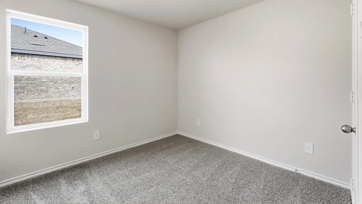 Neutral wall color with plush gray carpeting