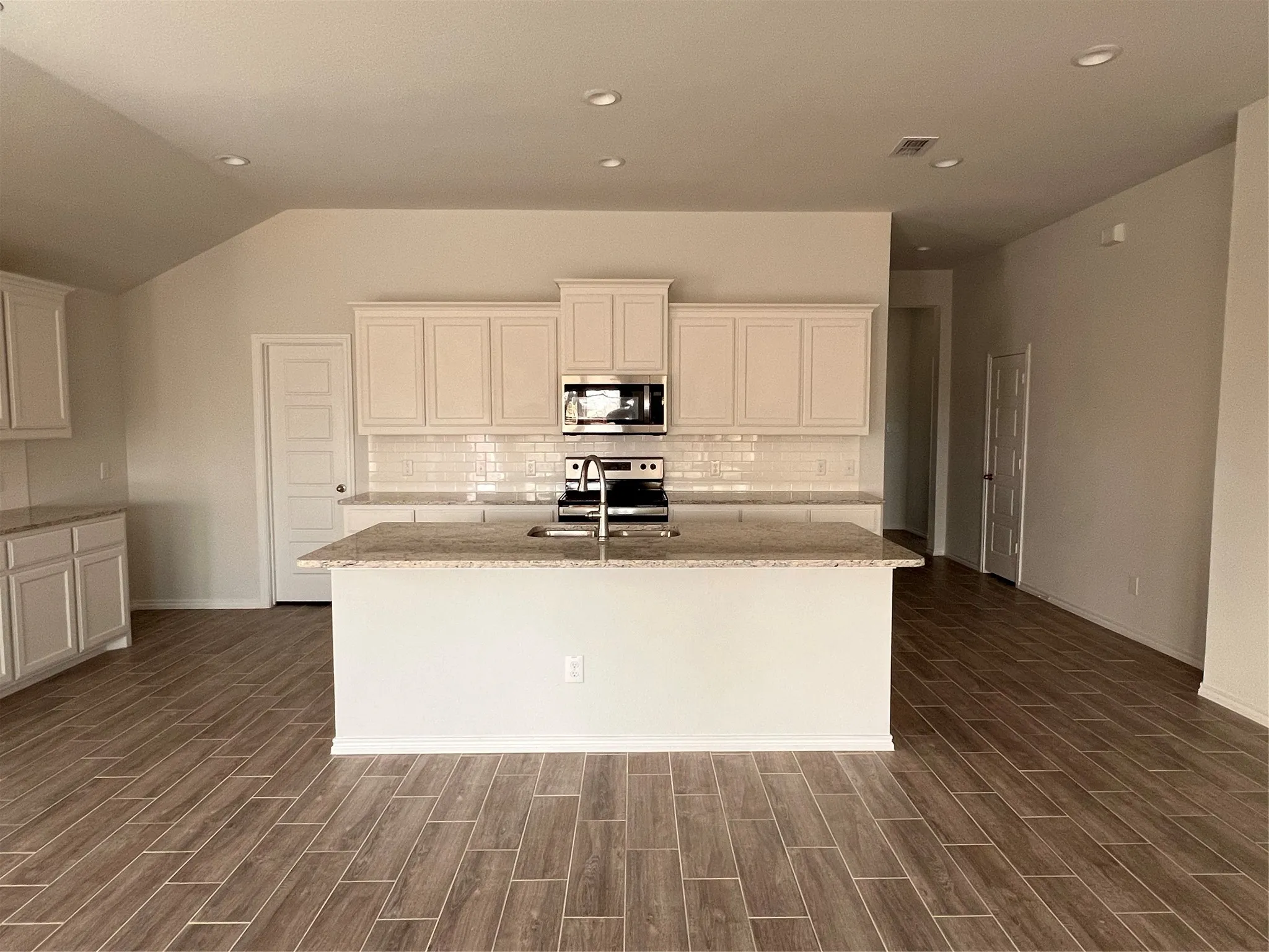 View from family room towards kitchen.