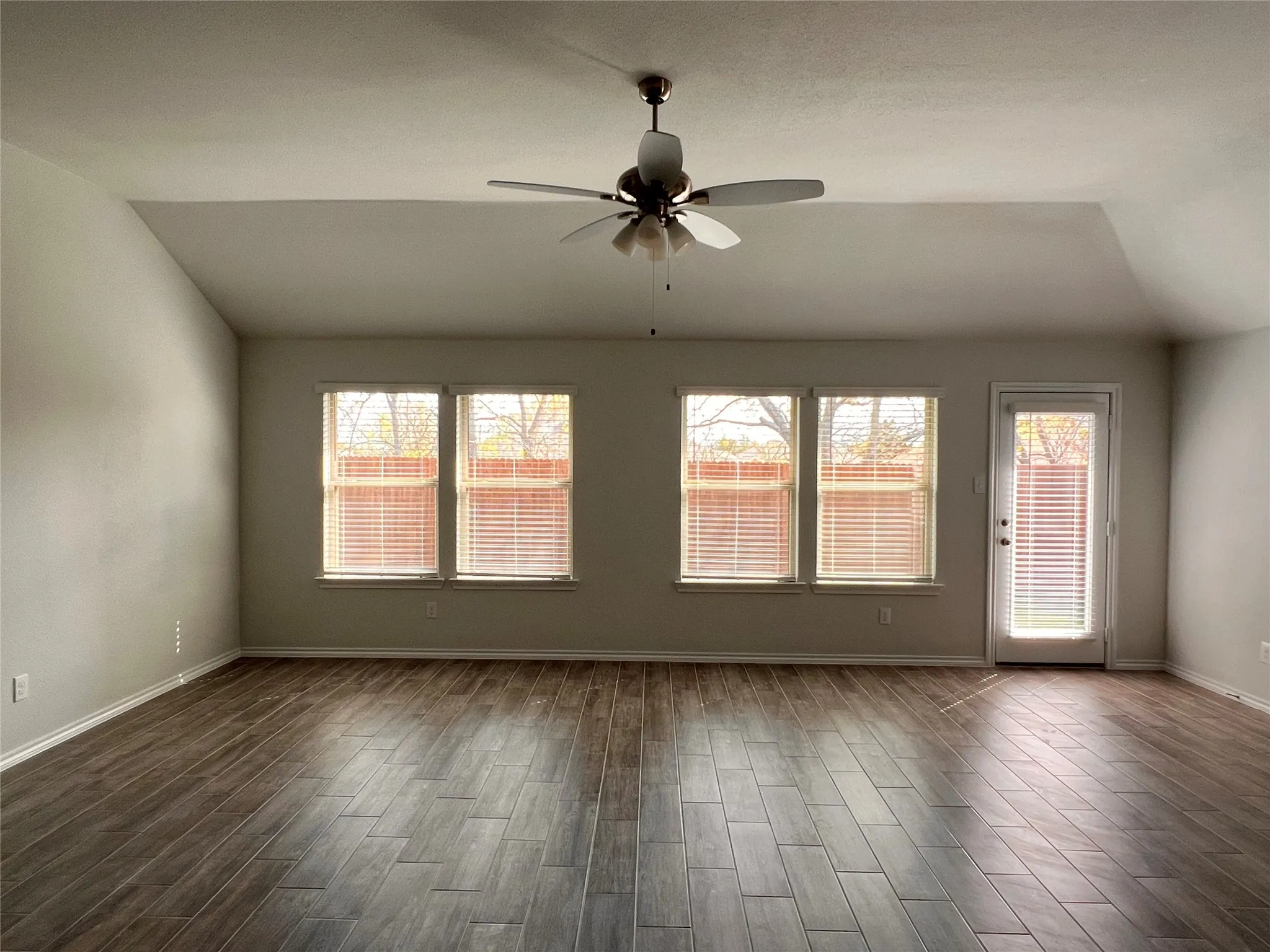 Wall of windows across the back.