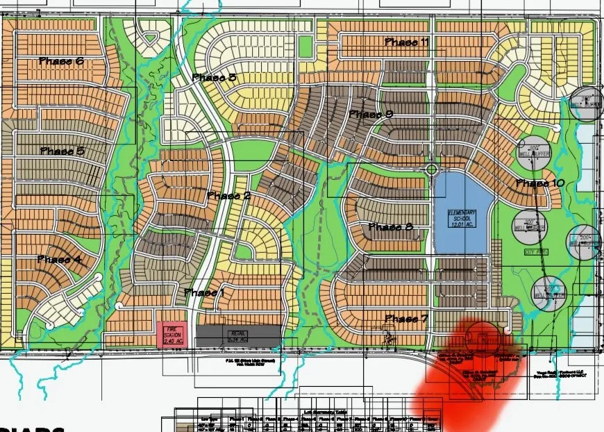 Master Plan community being developed to the north