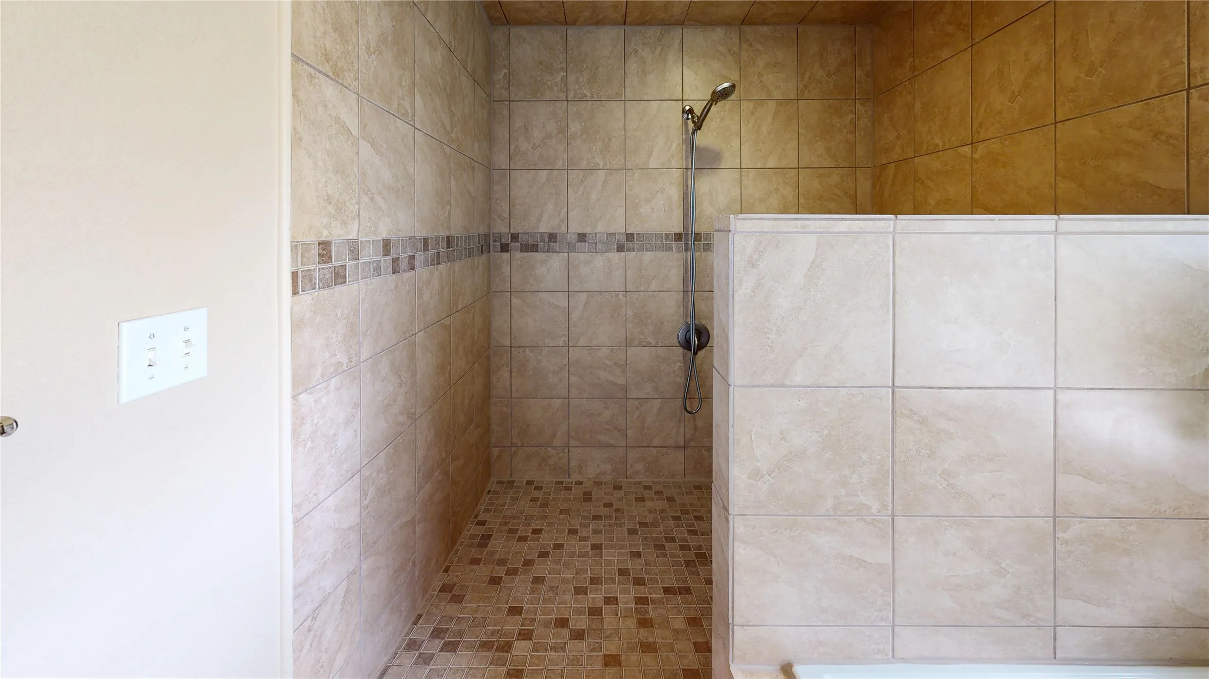 Walk-in tile shower