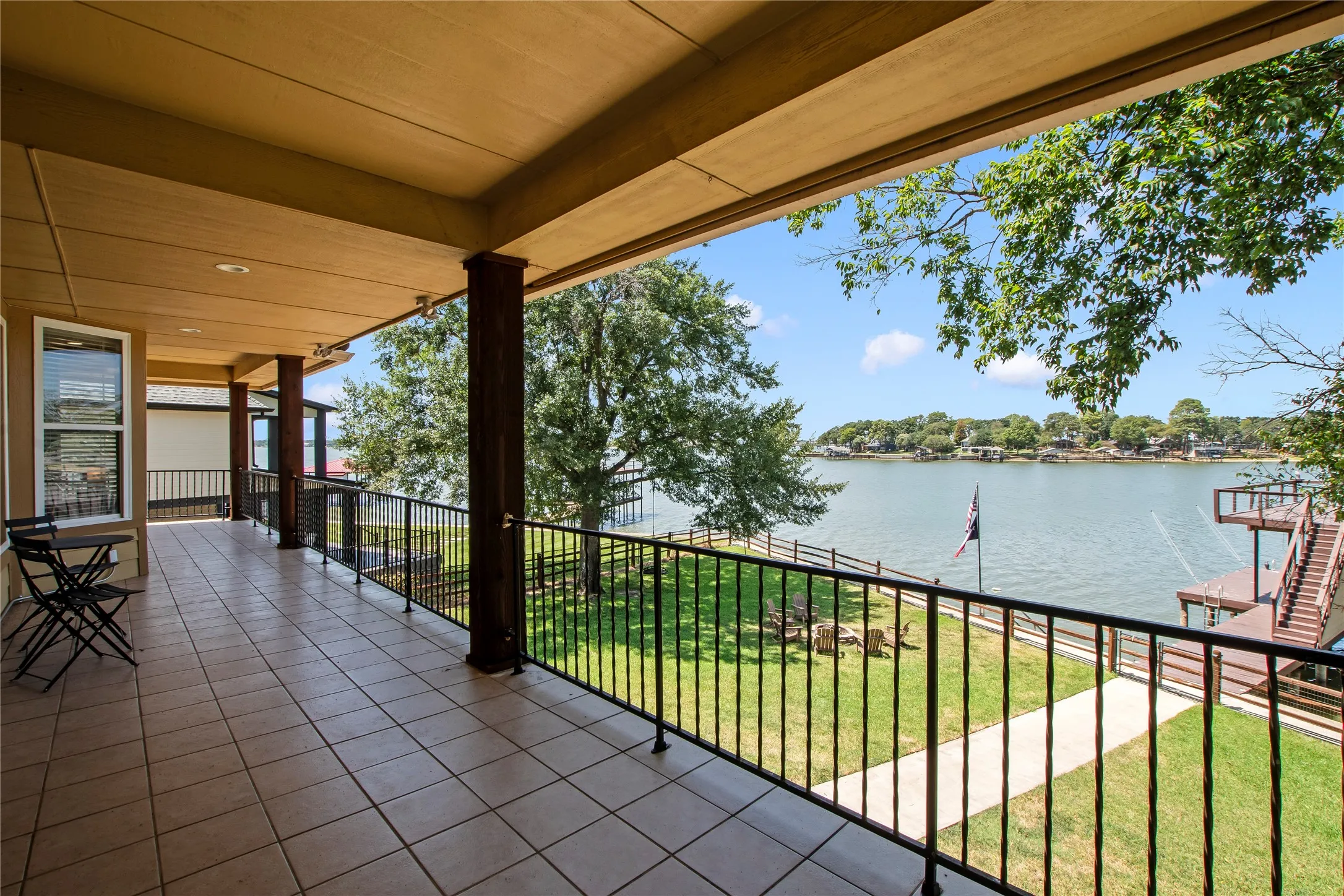 Elevated water views from balcony accessed from the primary bedroom and another bedroom.