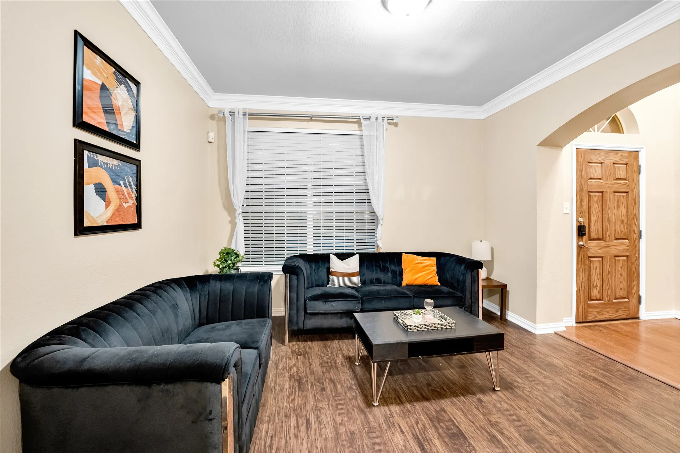 Wood-finish flooring throughout