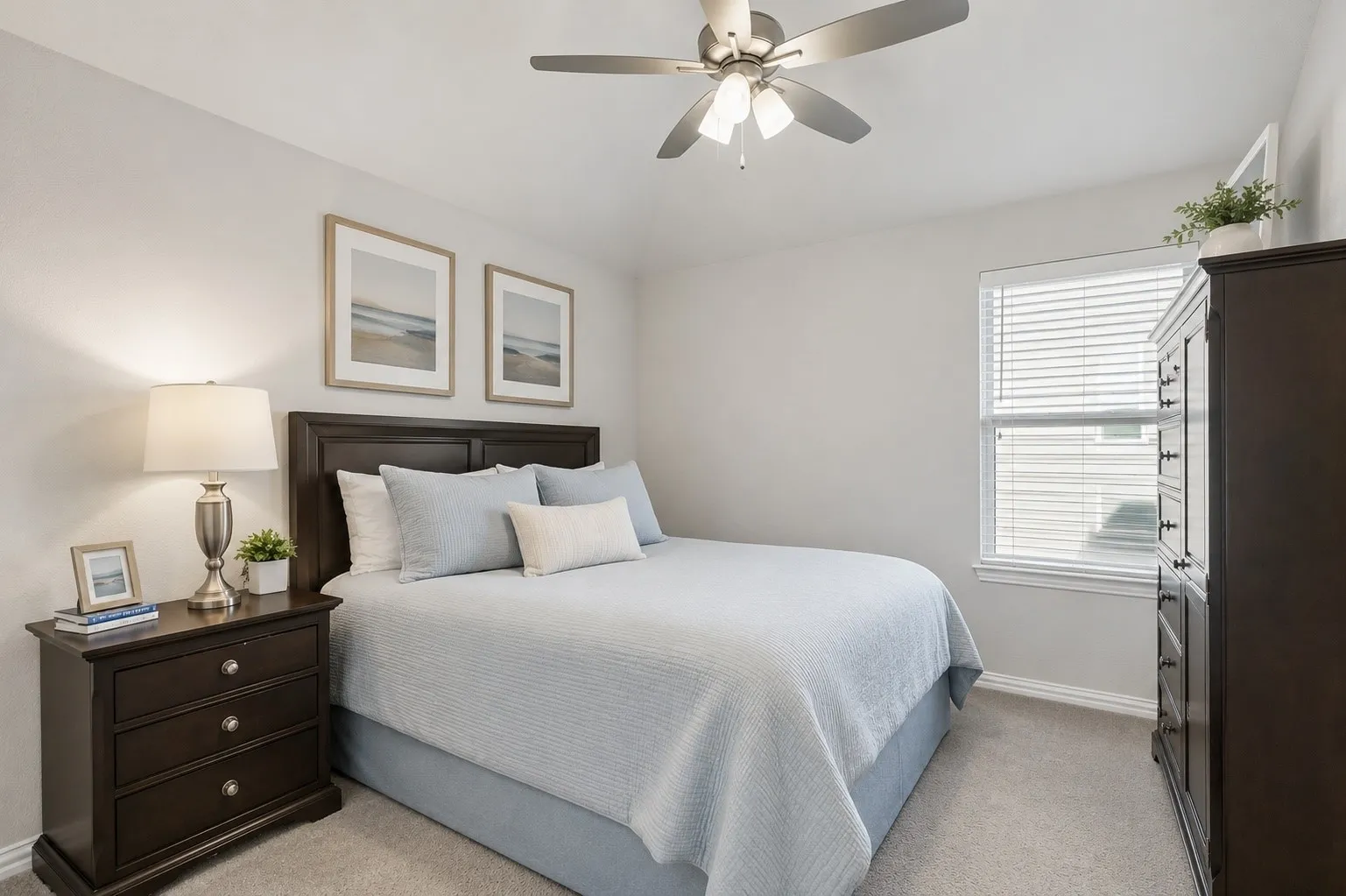 Generously Sized Bedrooms With Ceiling Fans And Plush Carpet