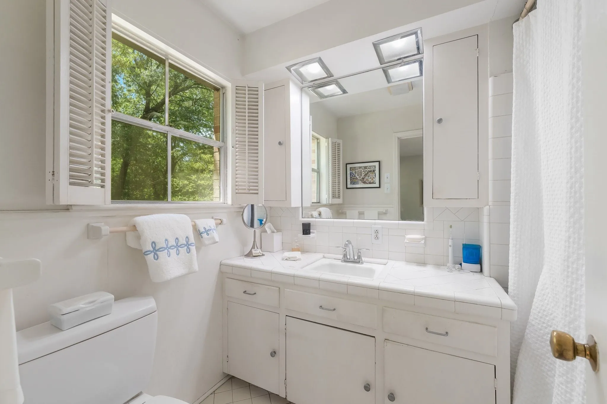 Primary Bathroom with Tub shower combo.