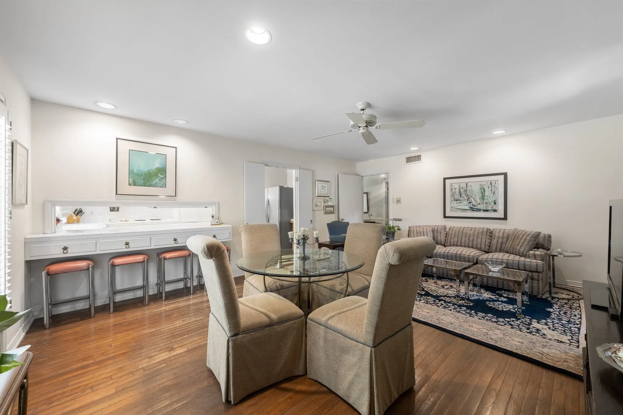 Family Room with bar seating.