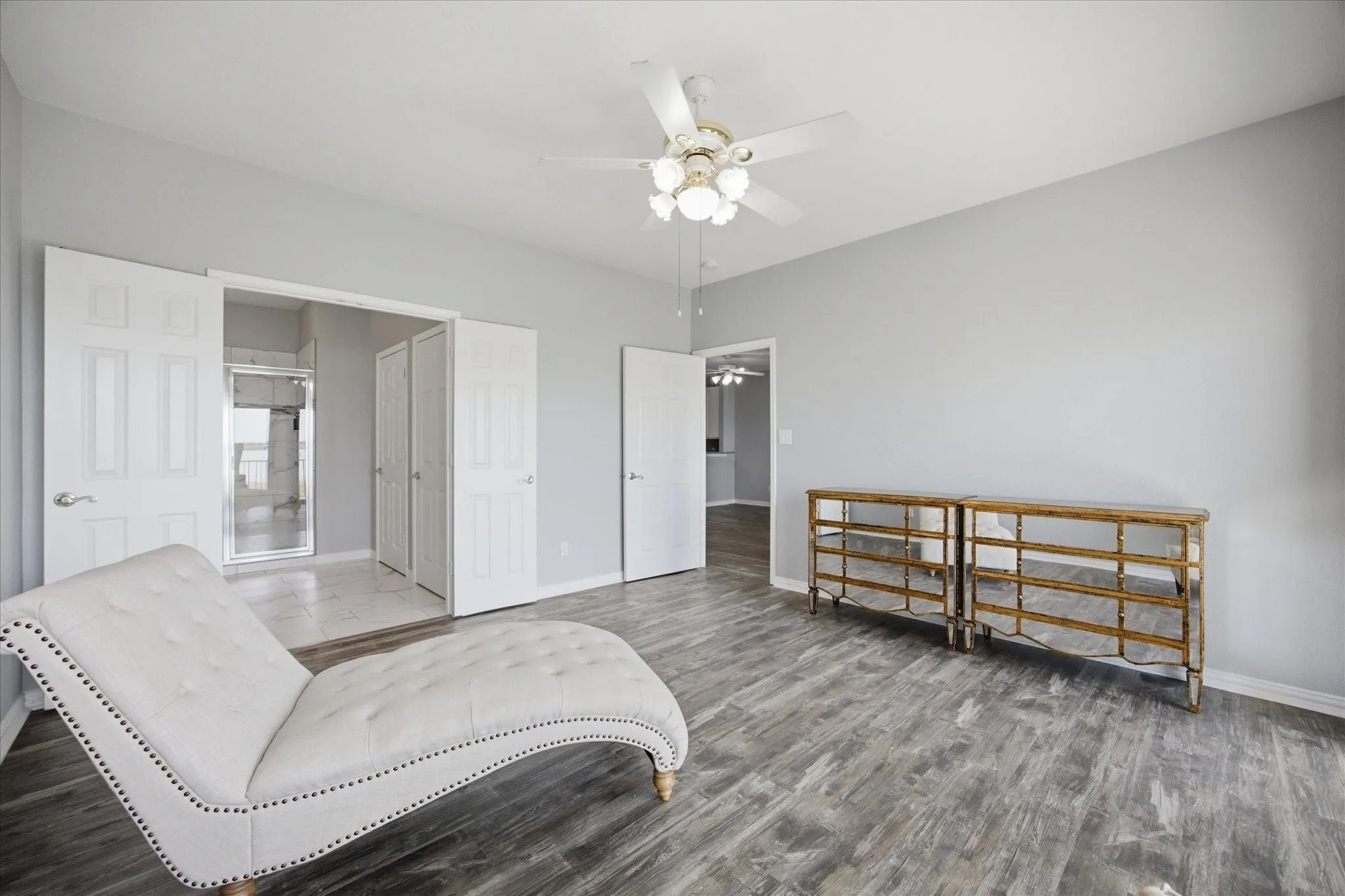 Master bedroom opens onto spa style master bath