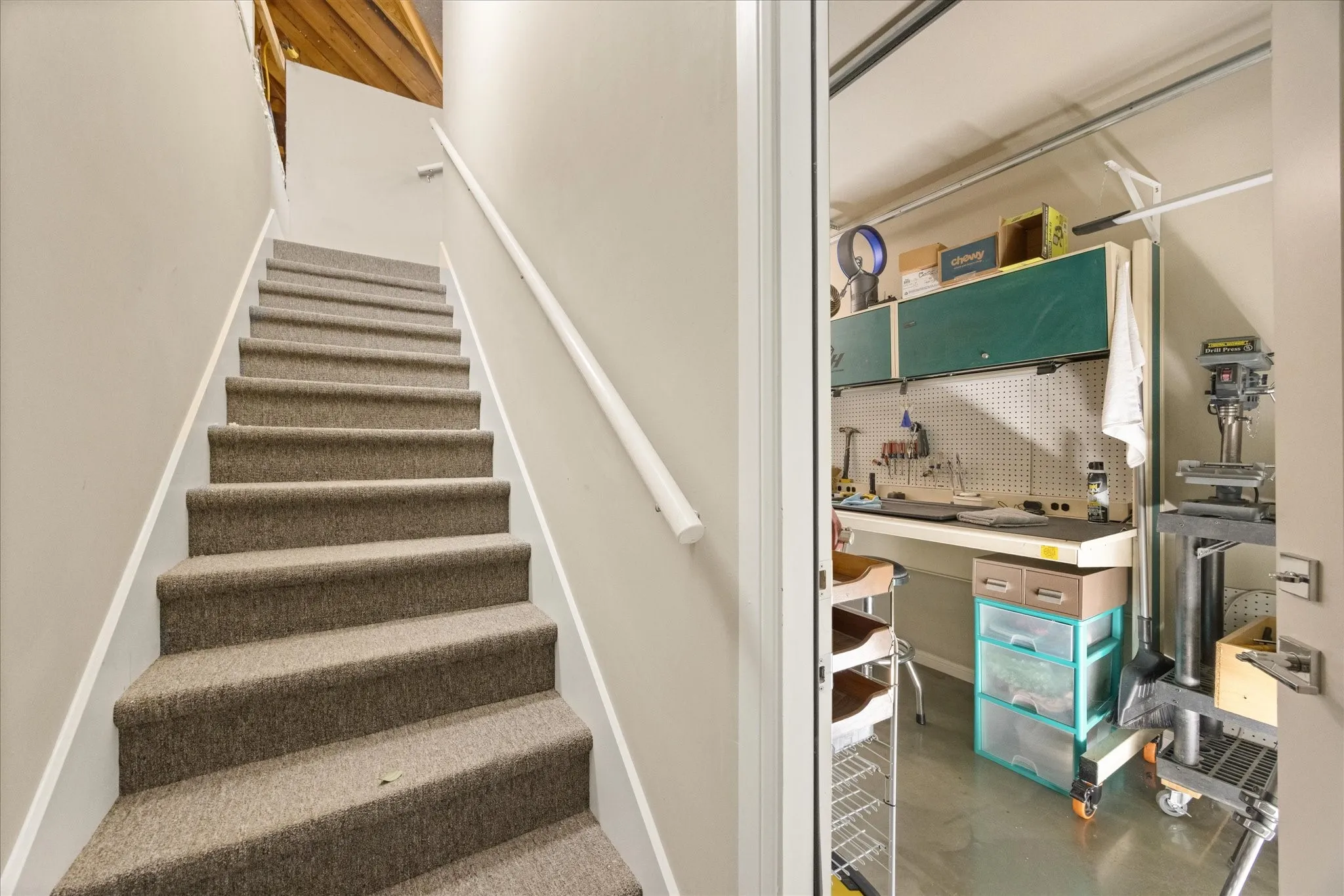 Easy walk up stairs to attic space