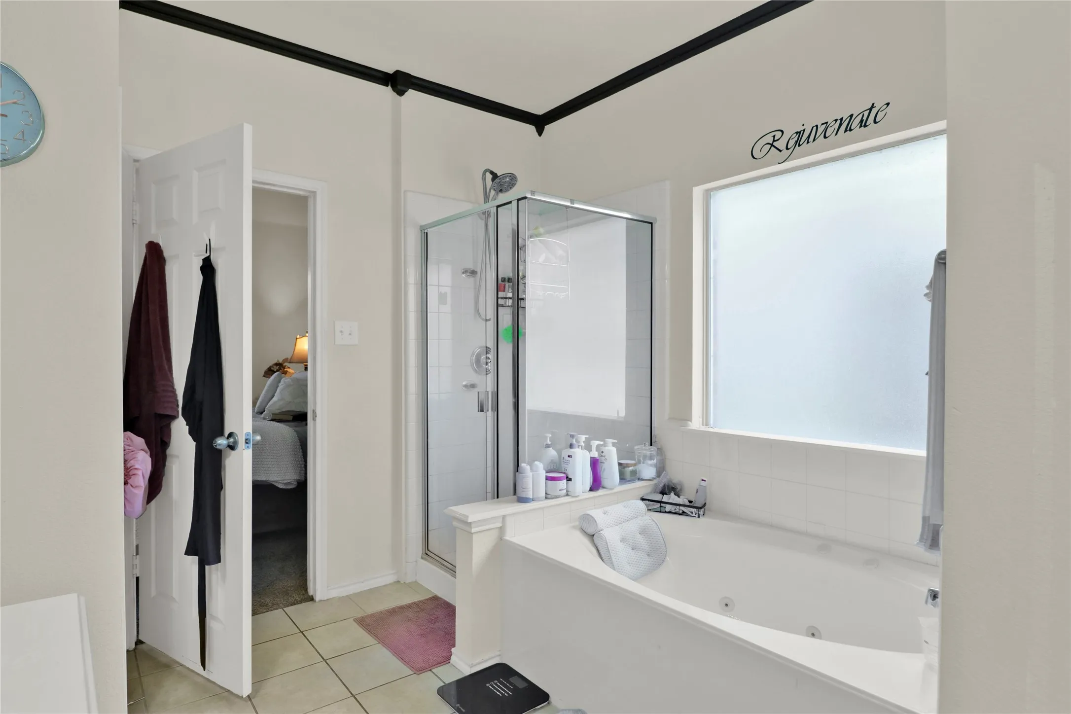 Separate shower.
