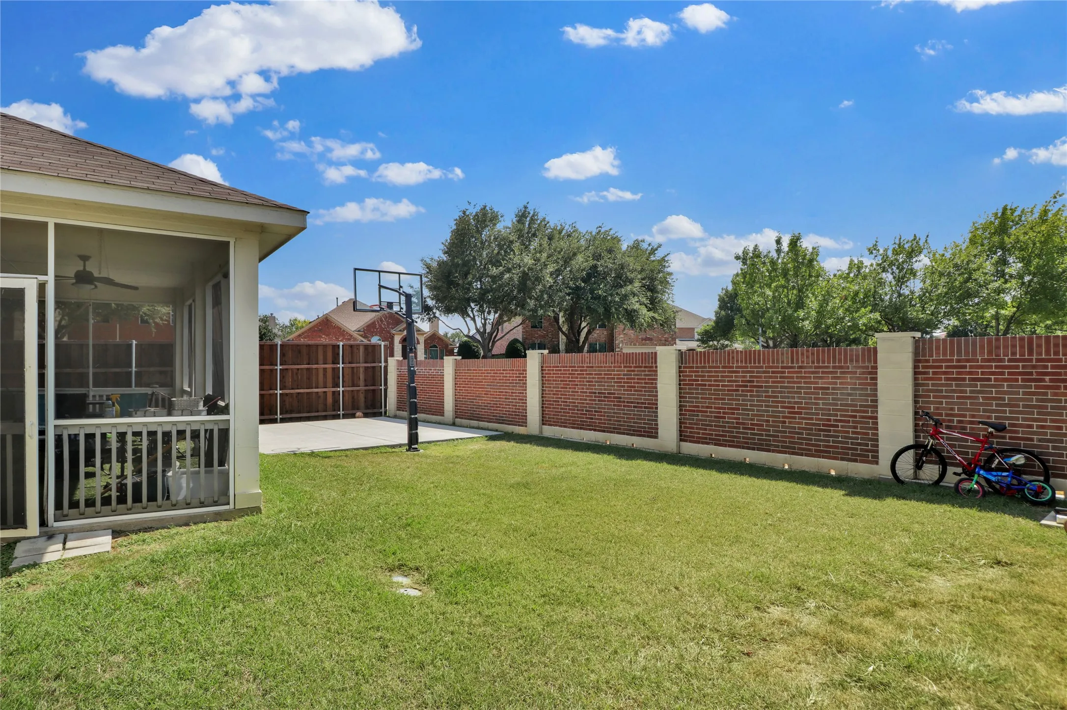 Grassy area for kids and pets.
