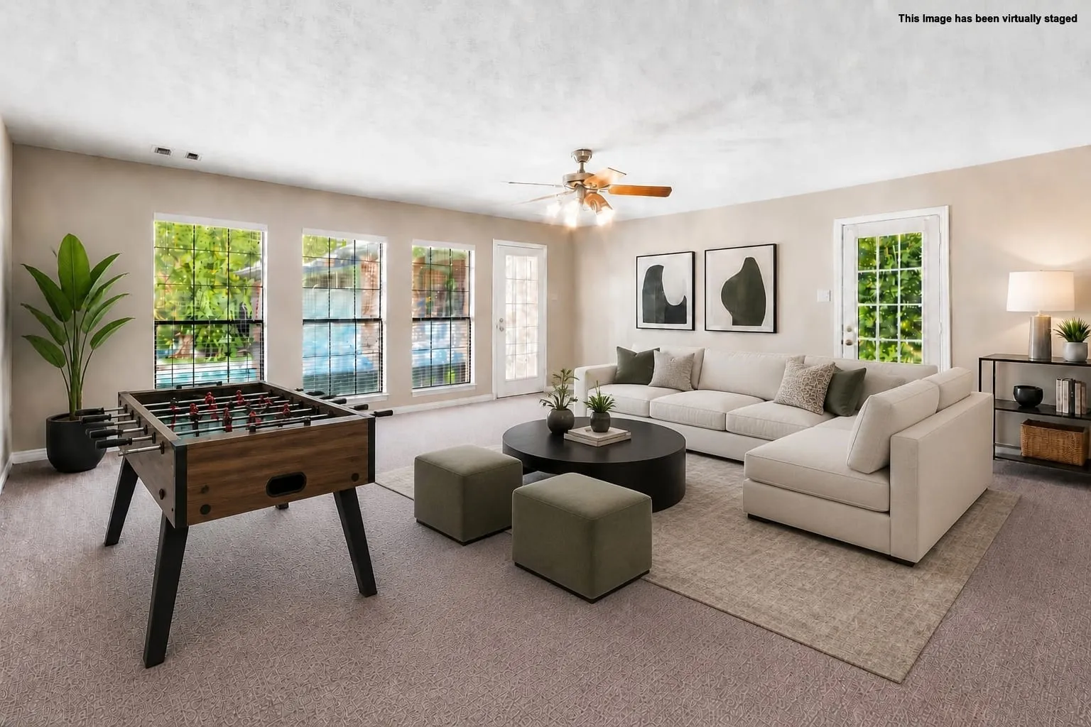 Virtually staged and painted game room