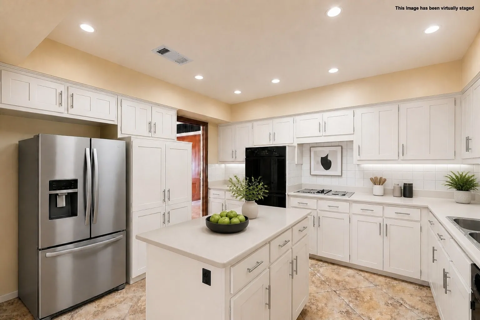 Virtually staged, painted kitchen