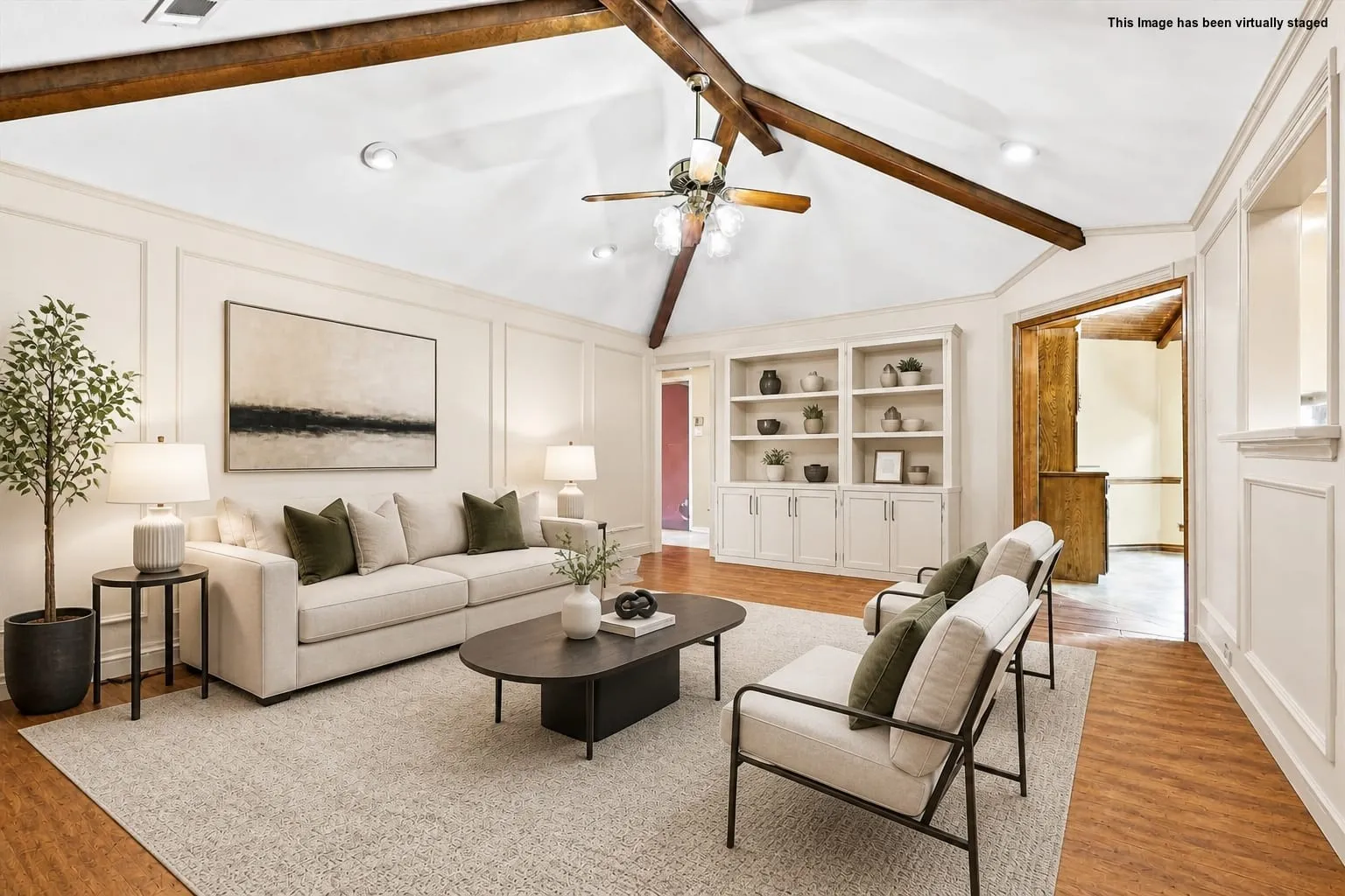 Virtually staged and painted living room