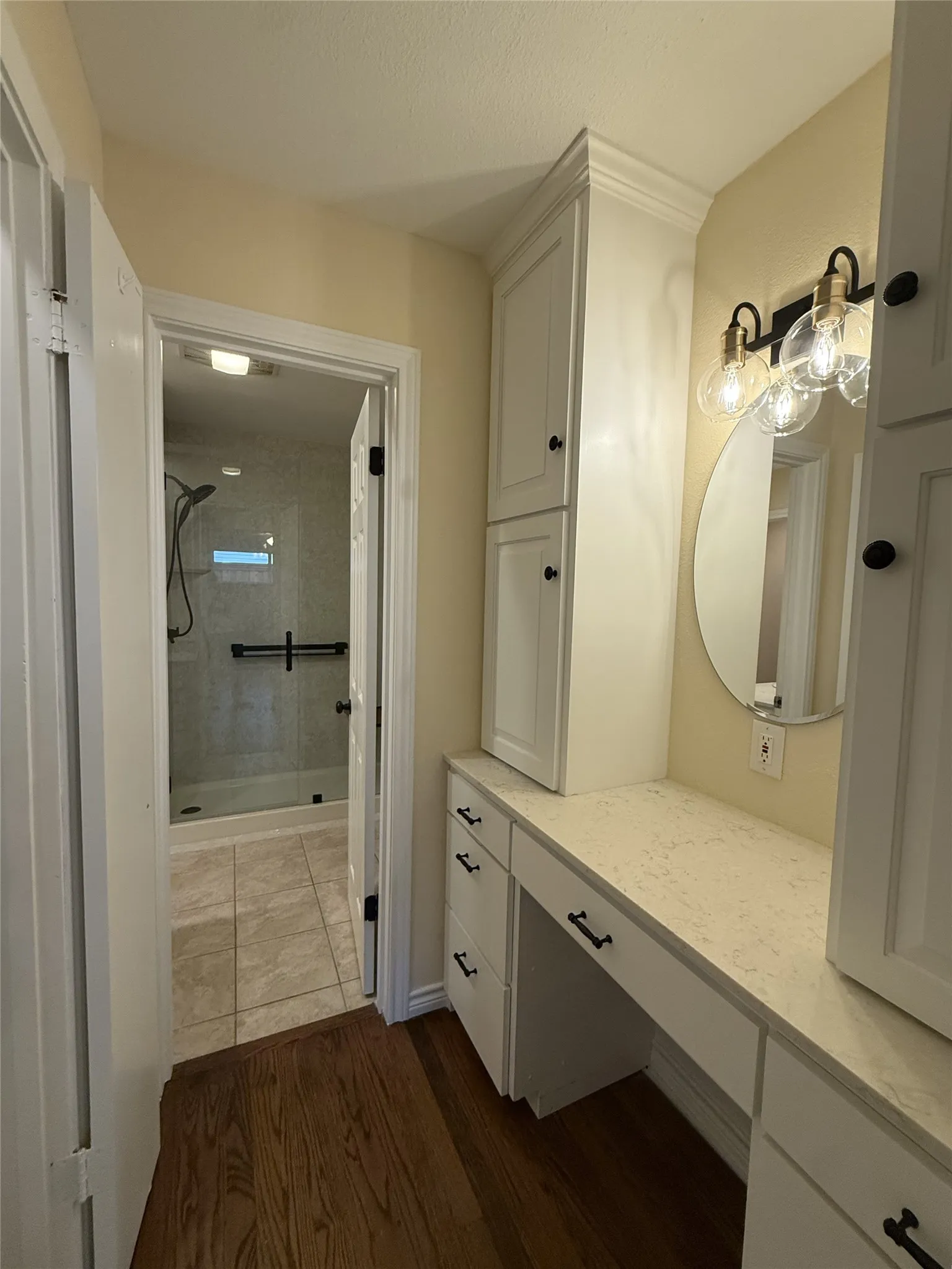 Dressing area with walk-in closet