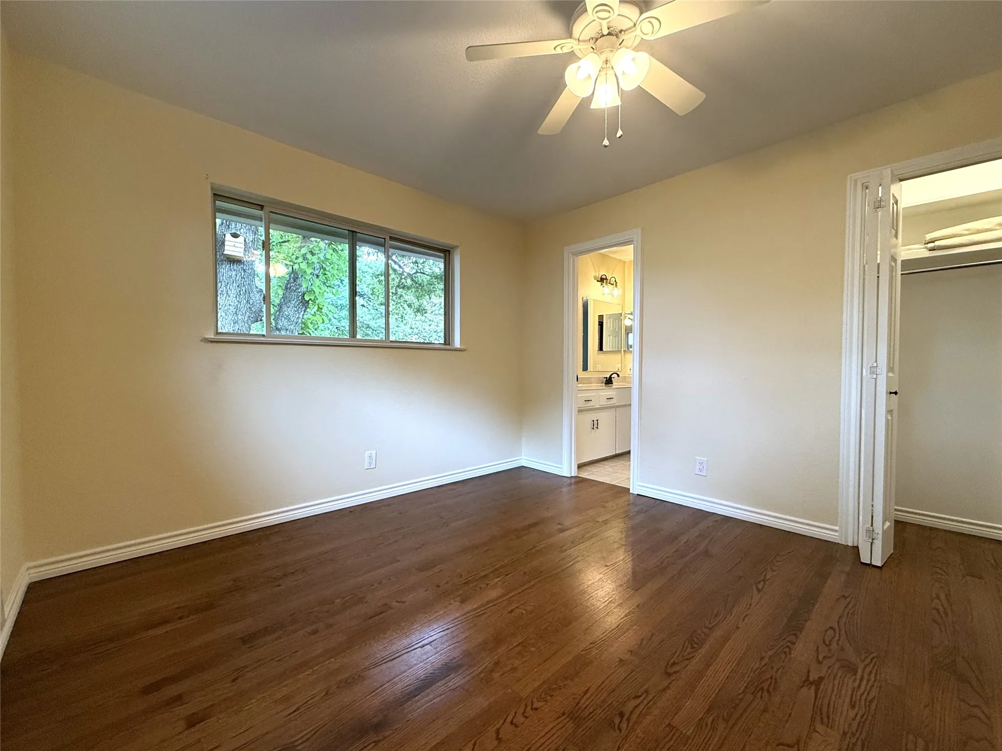 The second bedroom has windows facing south and east