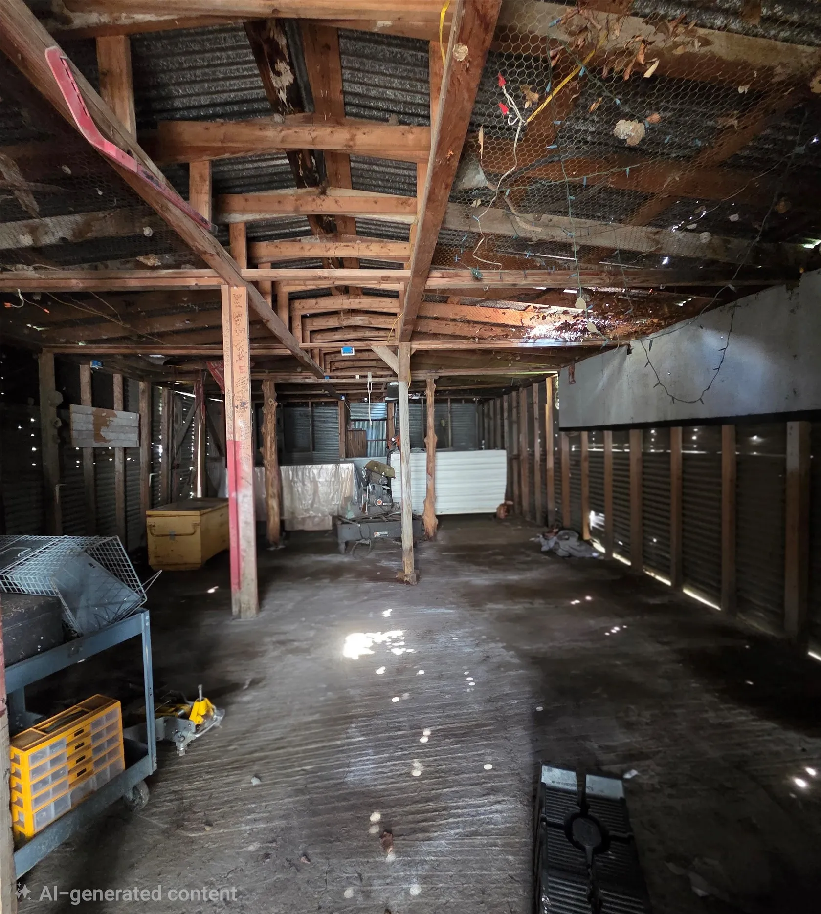 Inside barn, workshop