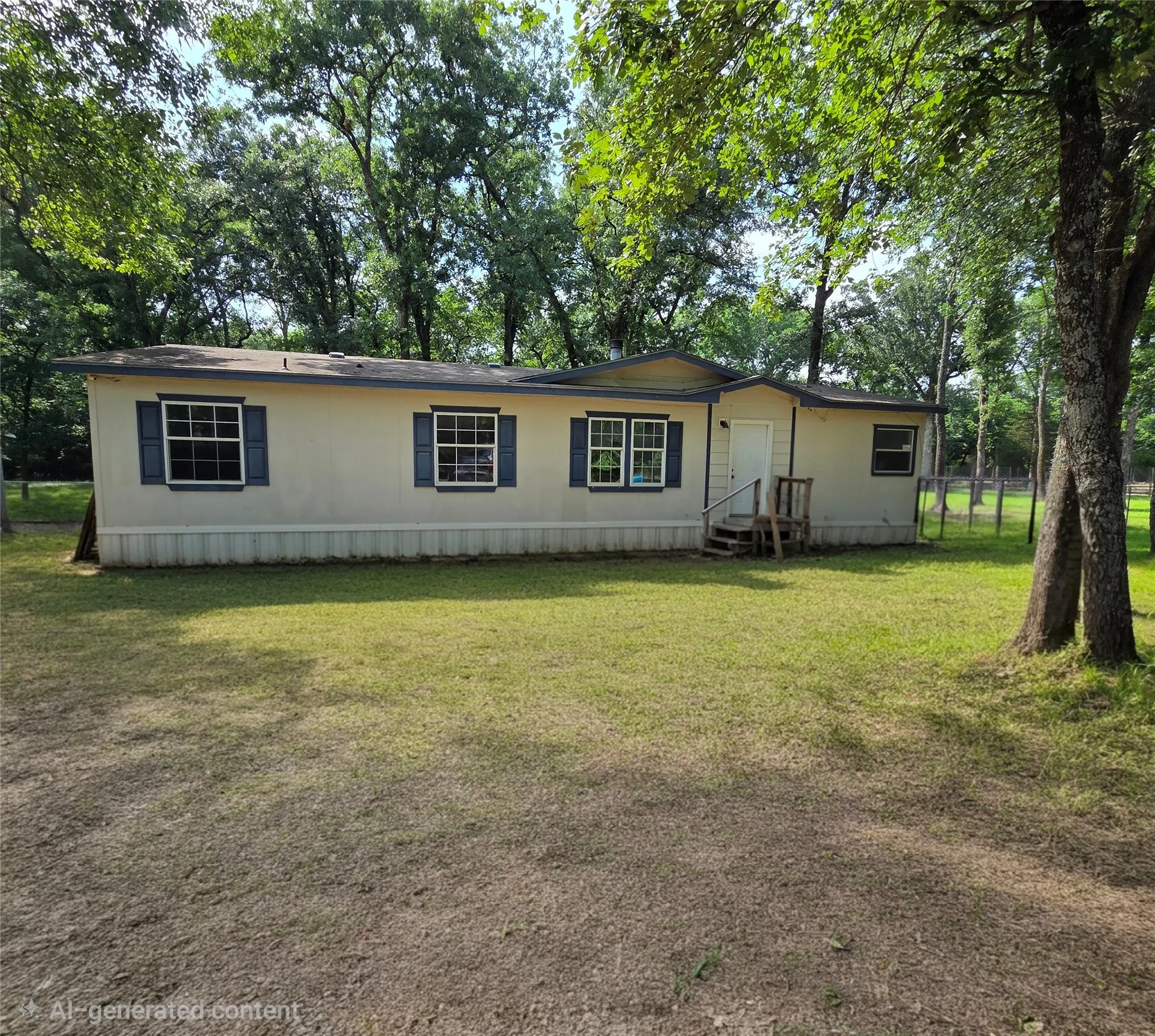 Front of property on 2.25 acres with lots of trees- there is a brand new porch on the front
