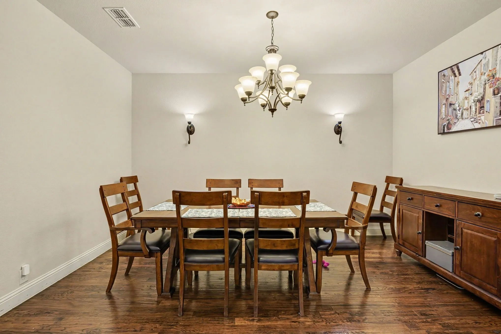 Rich wood-finish flooring