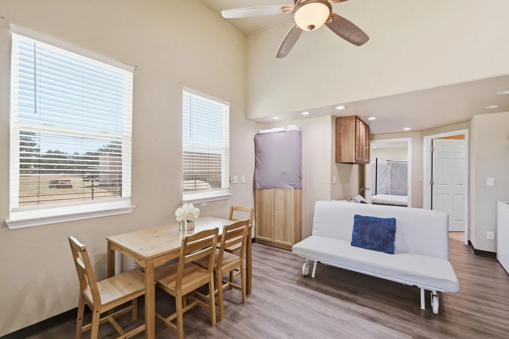 Extra spacious with room for a sofa, dining and even washer and dryer area