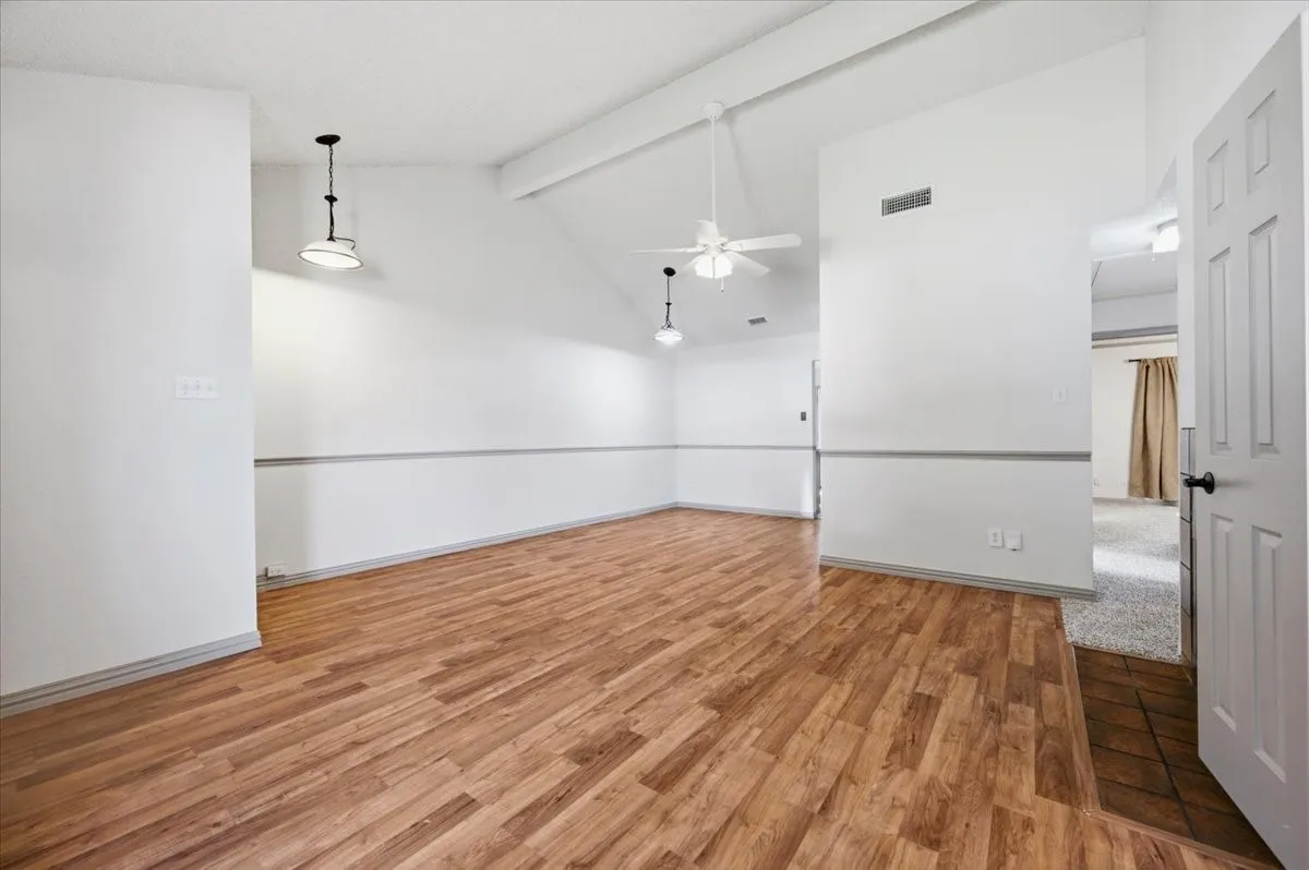 Living room to the dining area