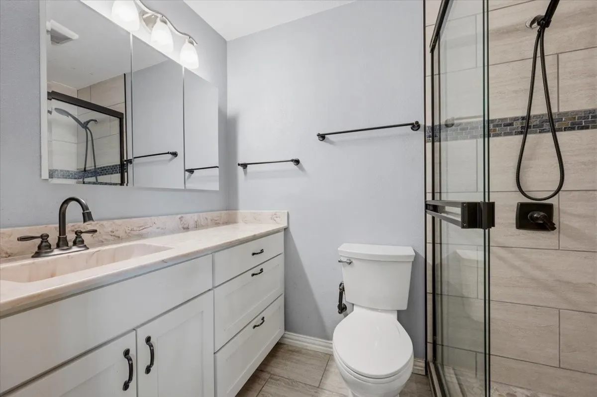 Updated primary bath with walk in shower