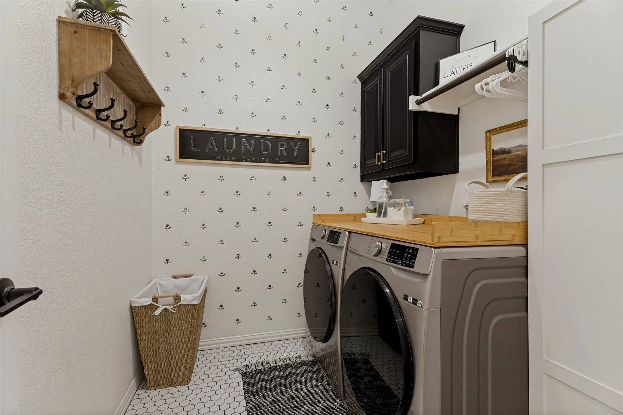 White hexagonal tile flooring