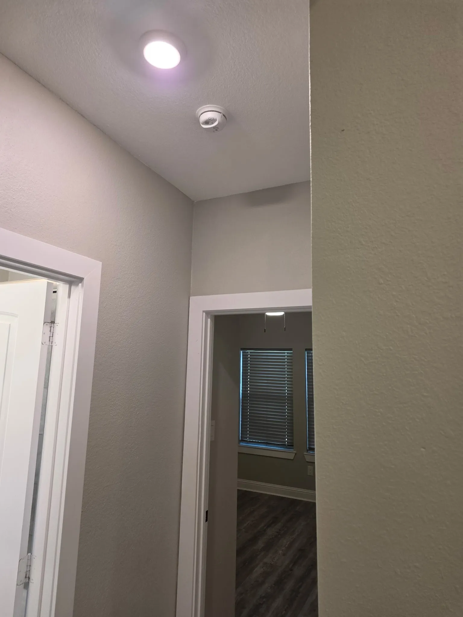 Recessed lighting and ceiling-mounted smoke detector