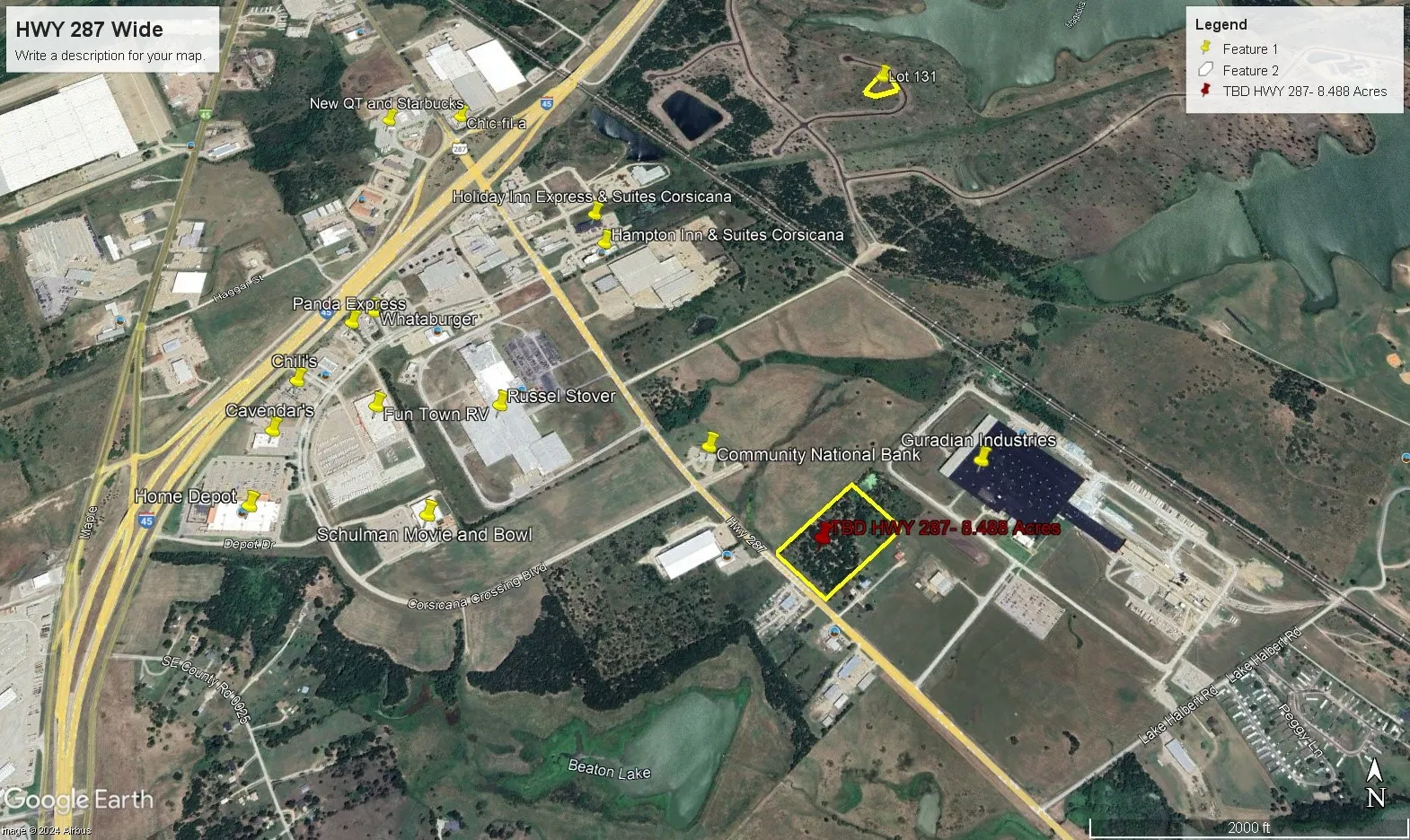 Aerial Map. Highlighting the property's location relative to surrounding infrastructure and commercial establishments