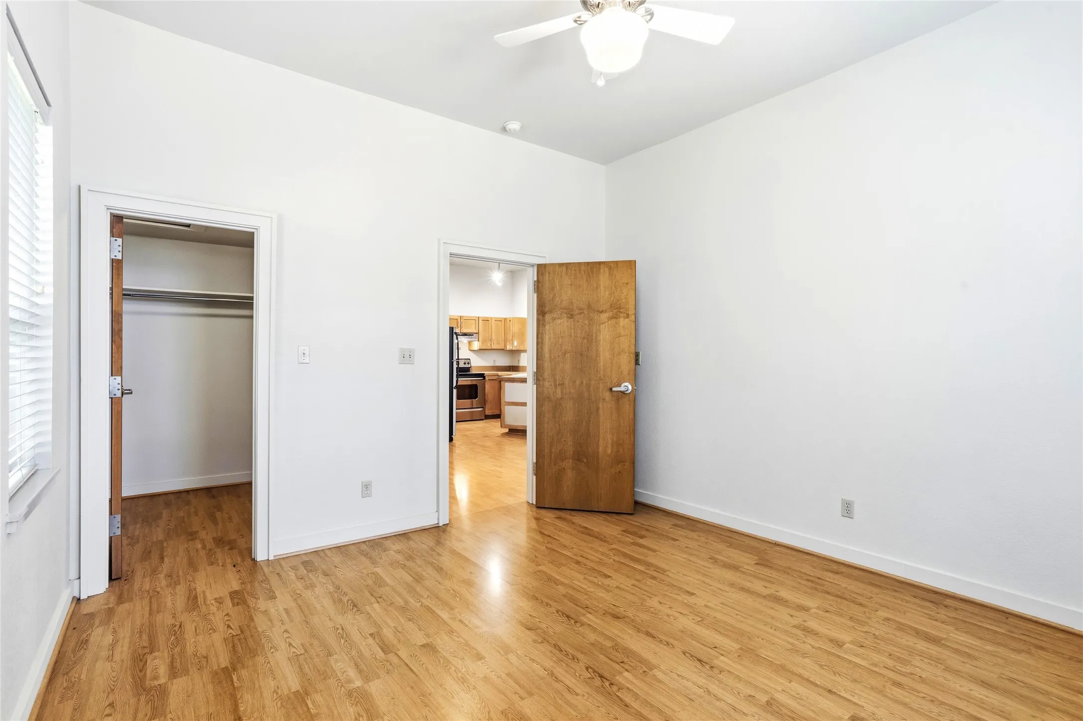 Looking back at door and closet