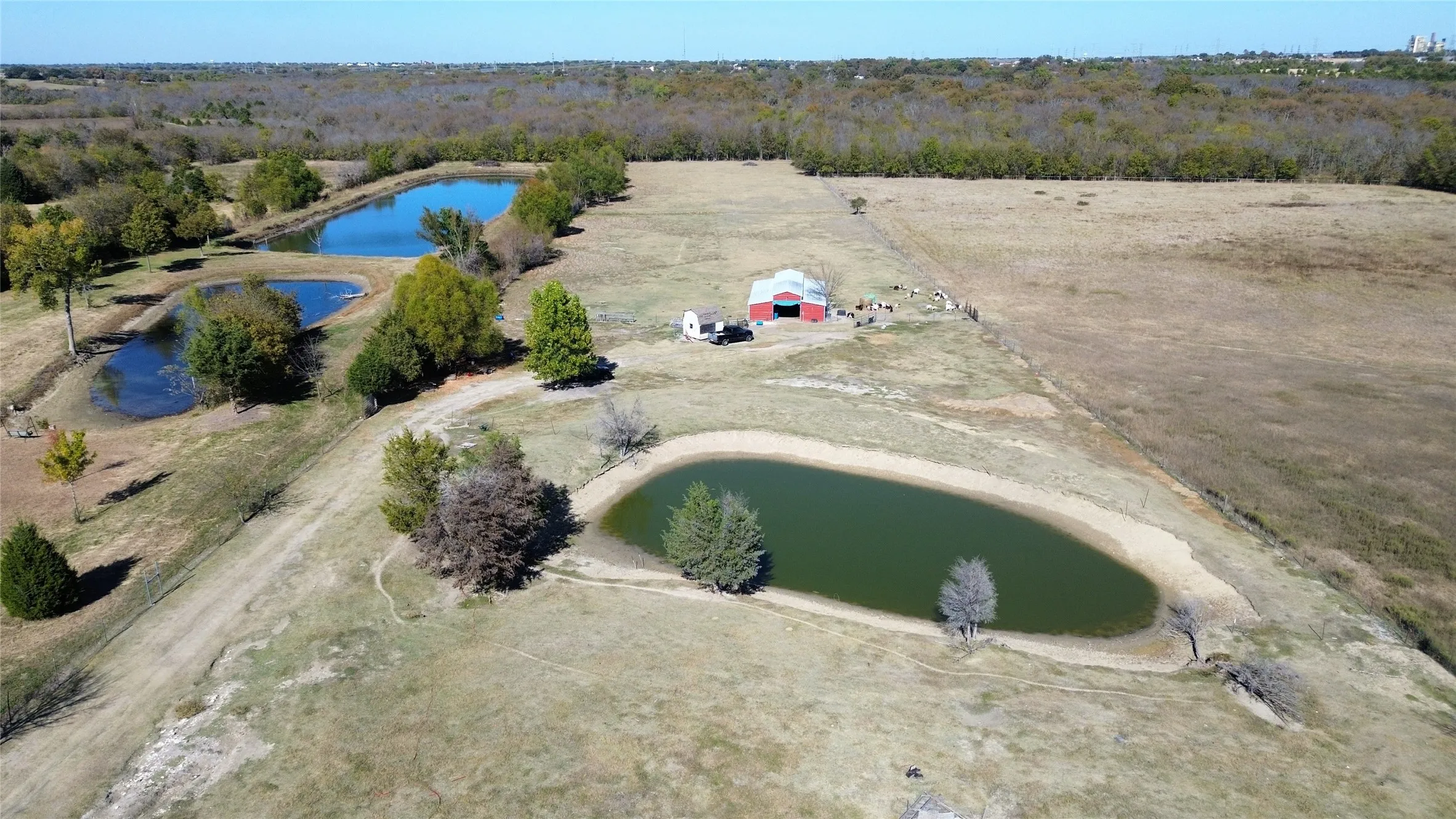 Aerial view of a nearby body of water