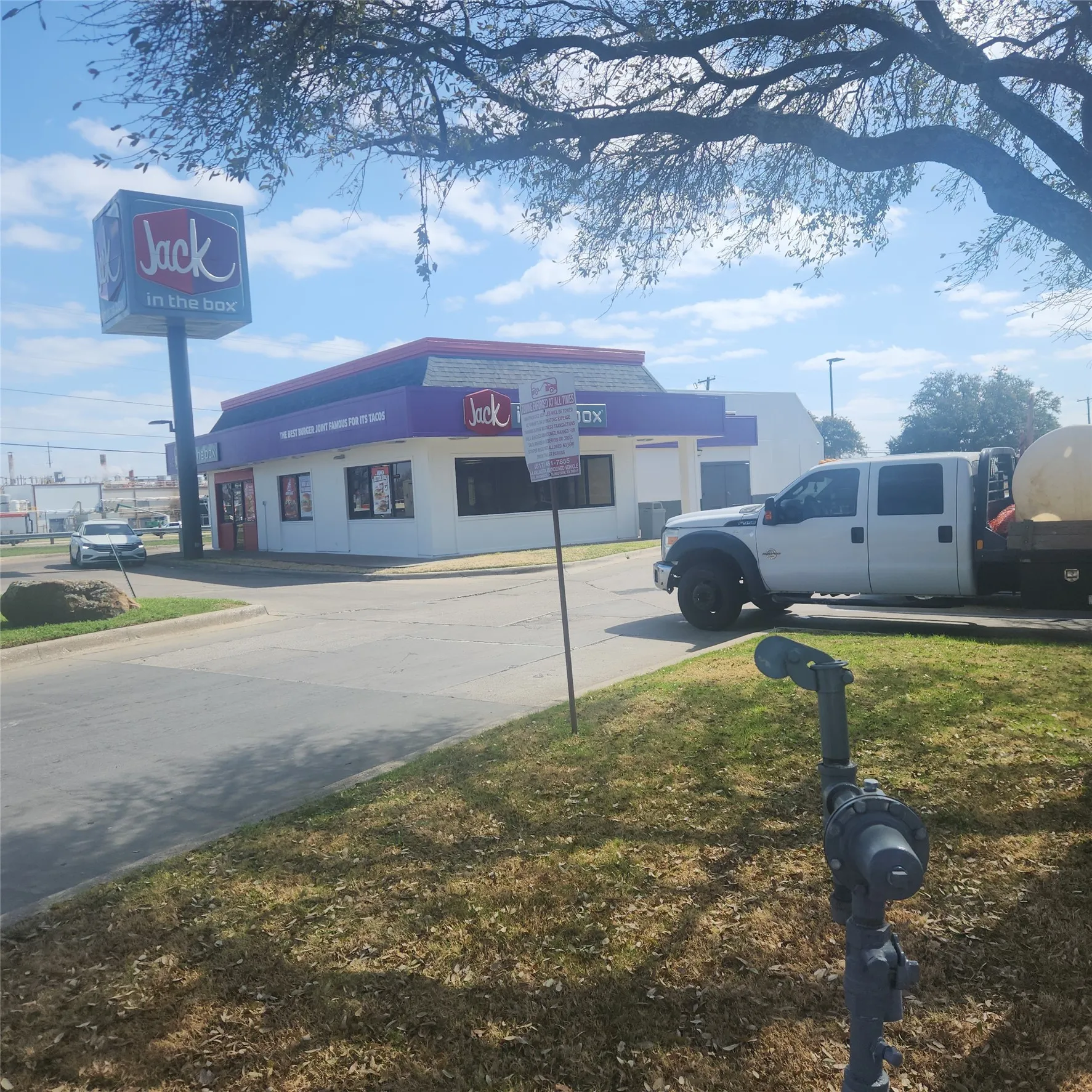 property is adjacent to Jack in the Box. property is on the west side
