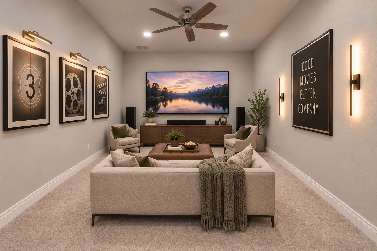 Virtually staged media room