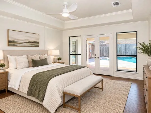 staged tray ceiling with crown molding