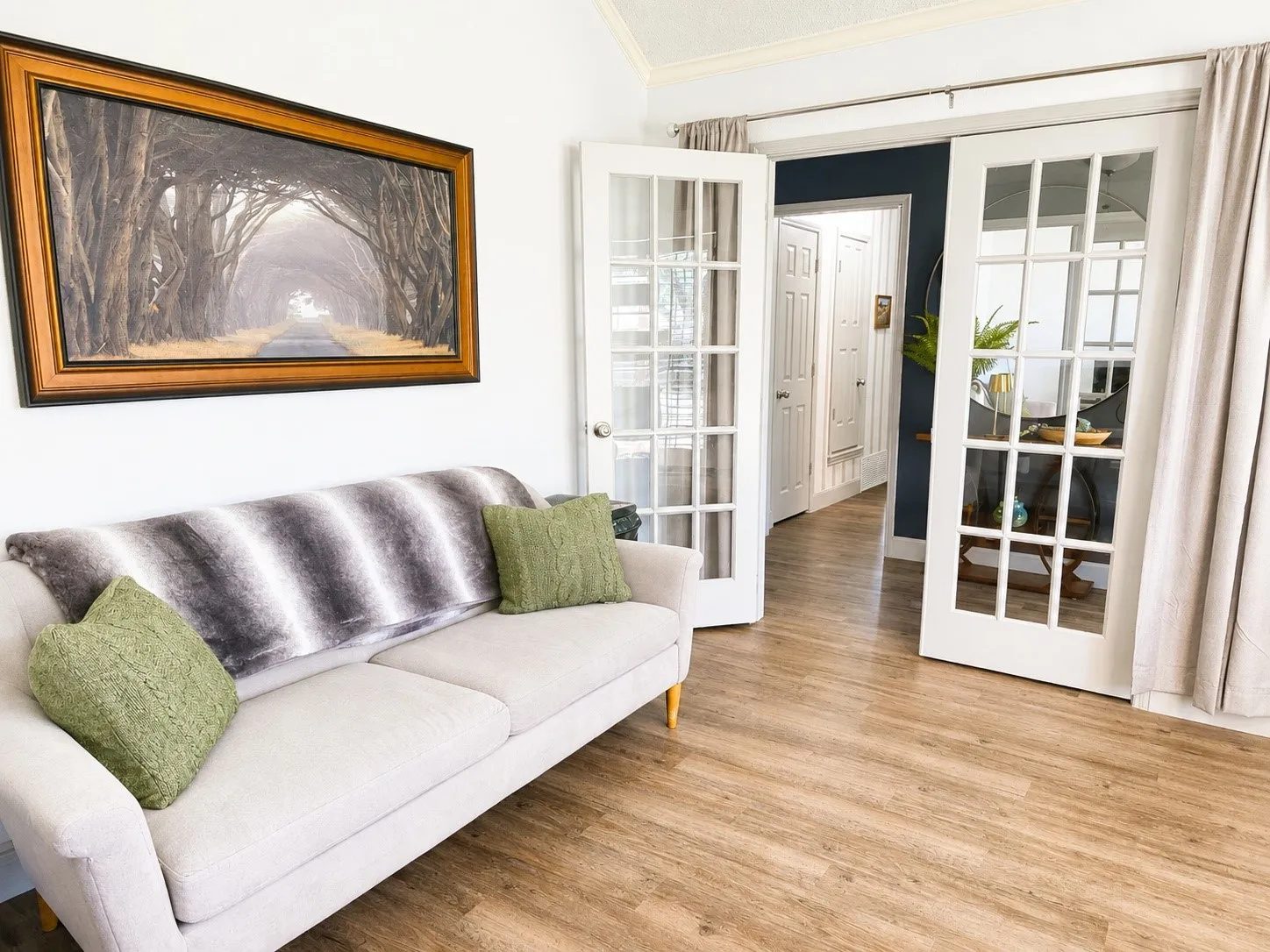 Wood-finish flooring throughout