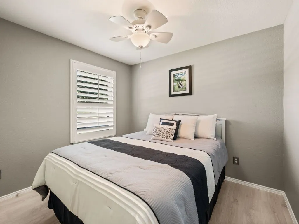 Guest bedroom has luxury wood vynil flooring