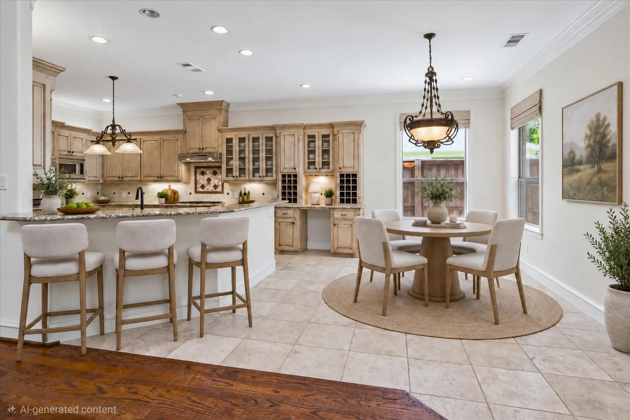 Virtually staged eat in kitchen
