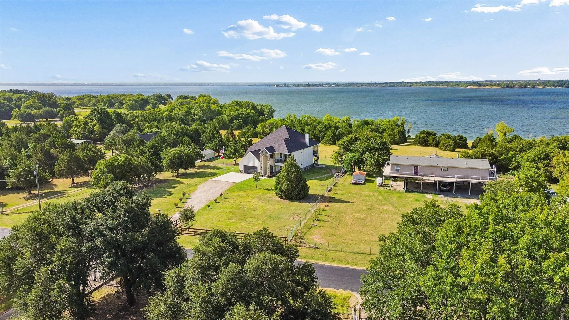 Custom home backing to the lake