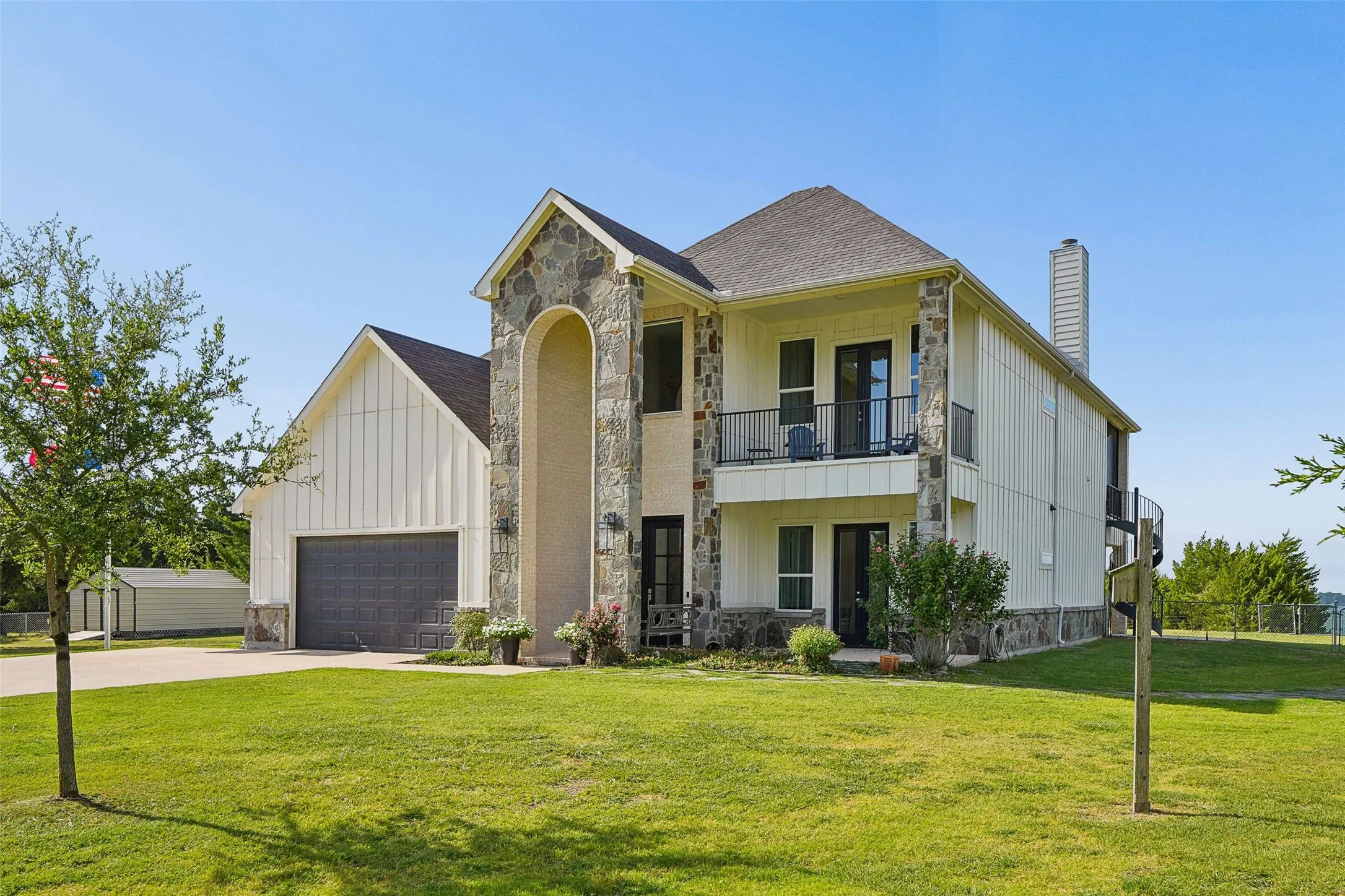 Custom home backing to the lake