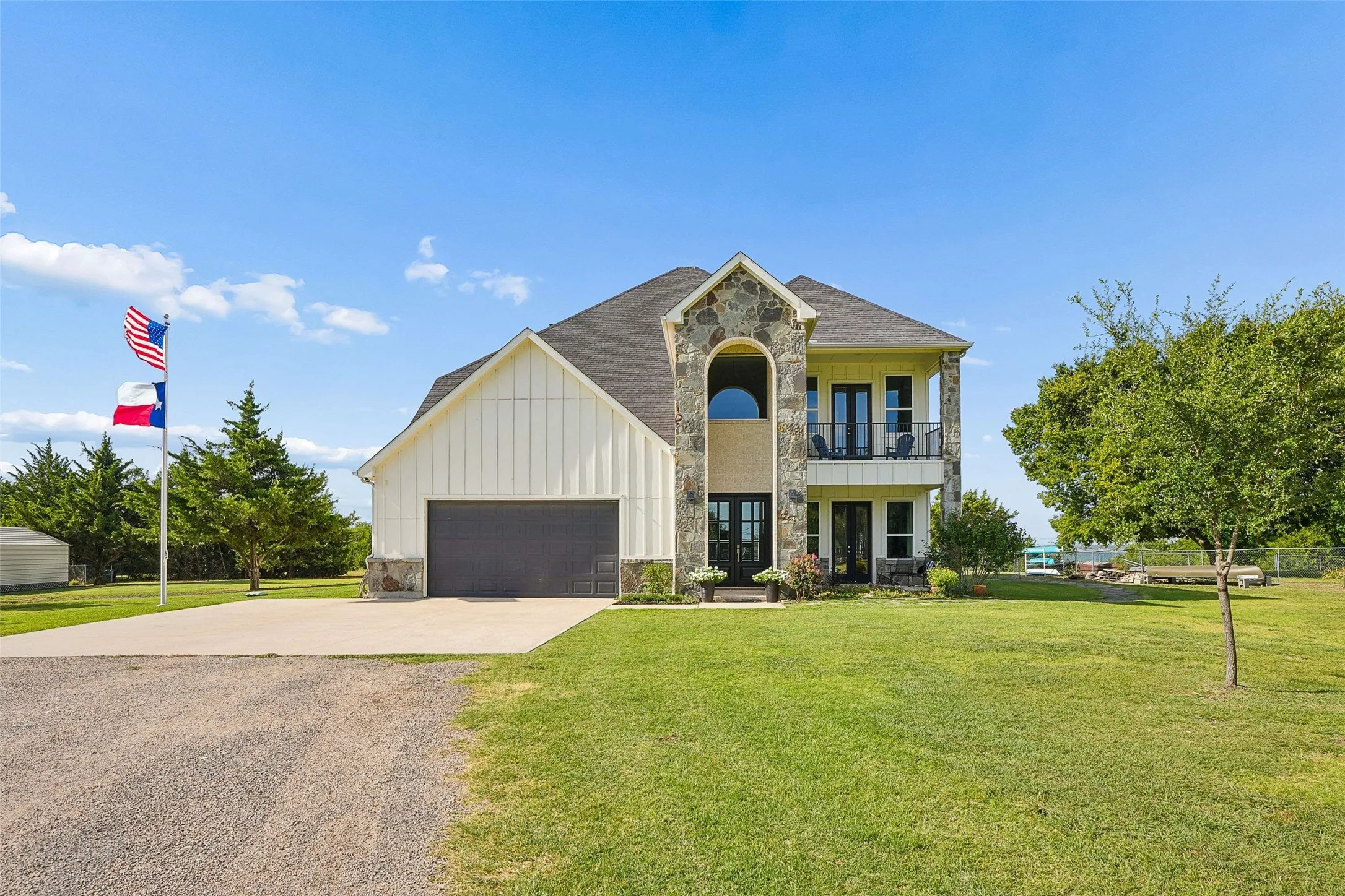 Custom home backing to the lake