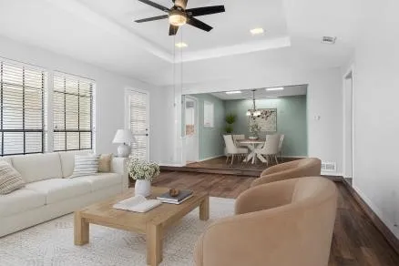 Liv. Rm and dining room  virtually staged.