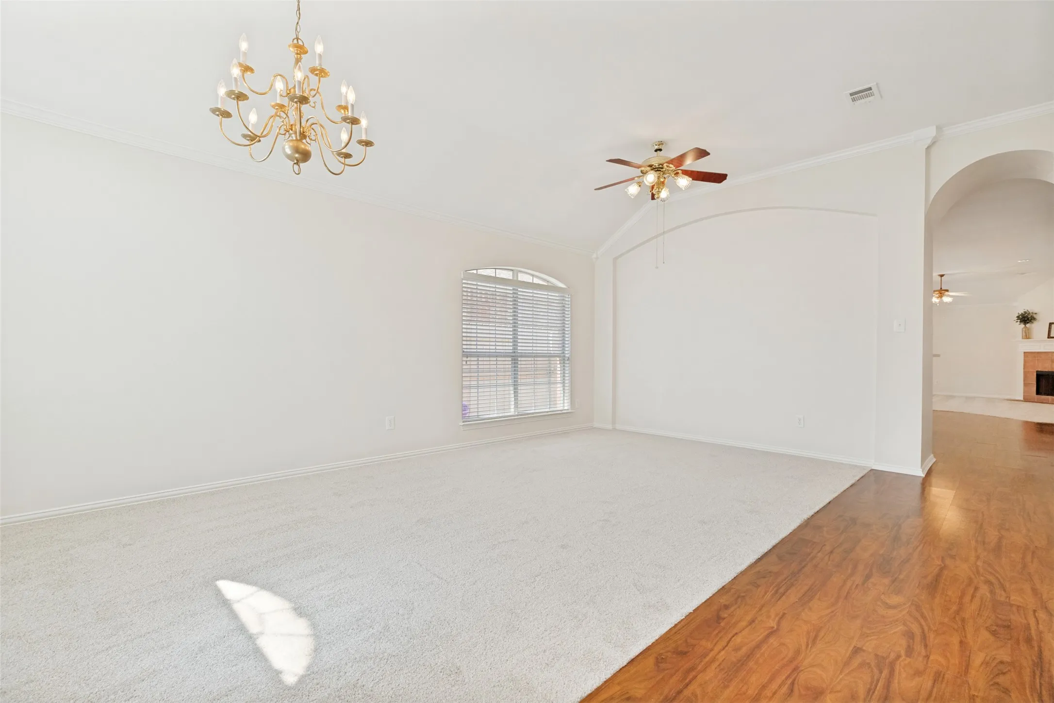Living Room and Dining Room with New Carpet