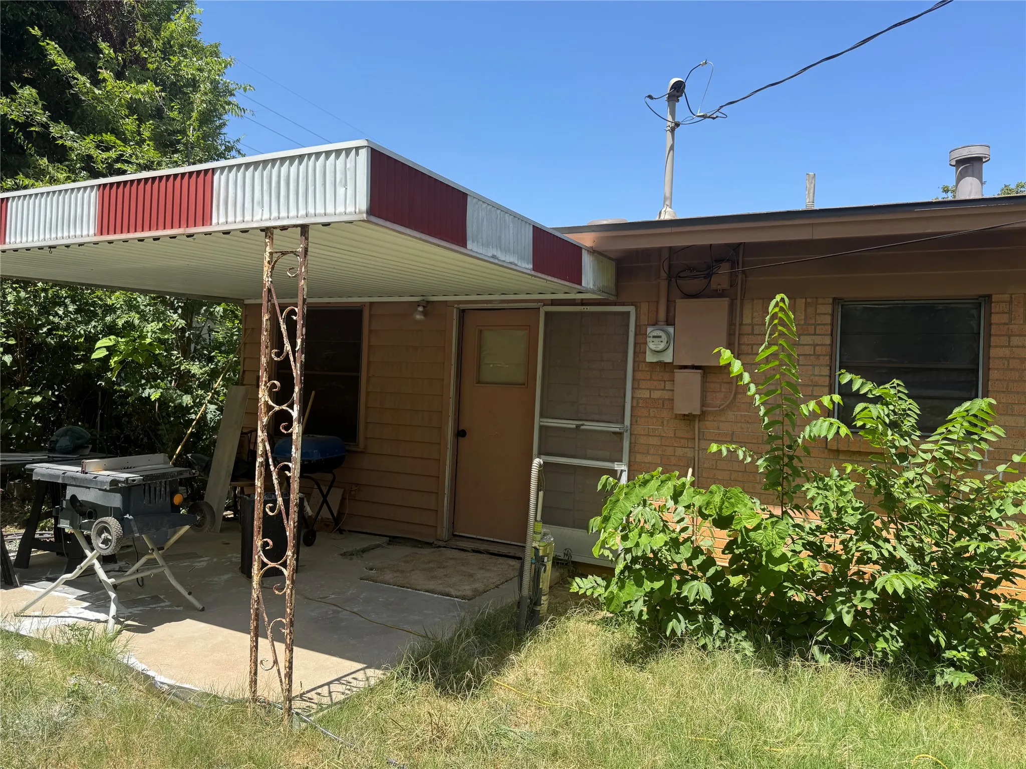 Backyard with covered porch