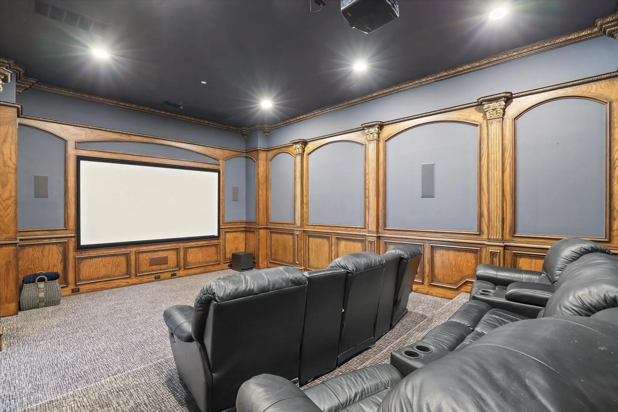 The Media Room is 3 levels so everyone can see and nicely sized for your next Super Bowl party!