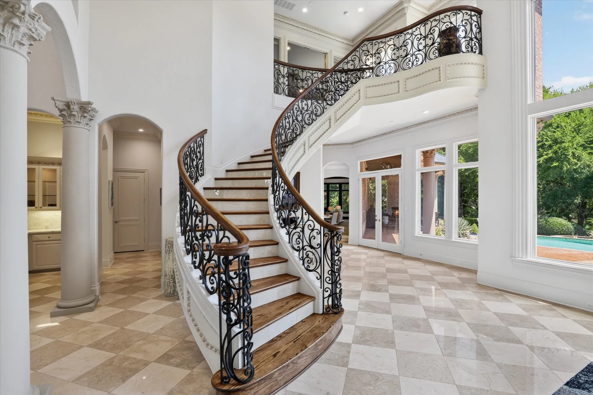 The floating stairway adds just the right amount of WOW to this room.
