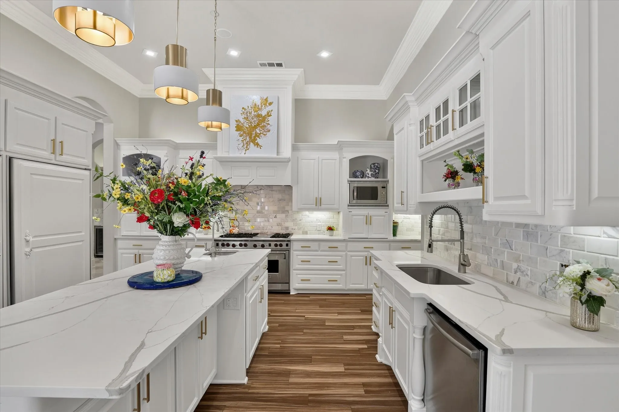 The Kitchen Island also serves as a Breakfast Bar.