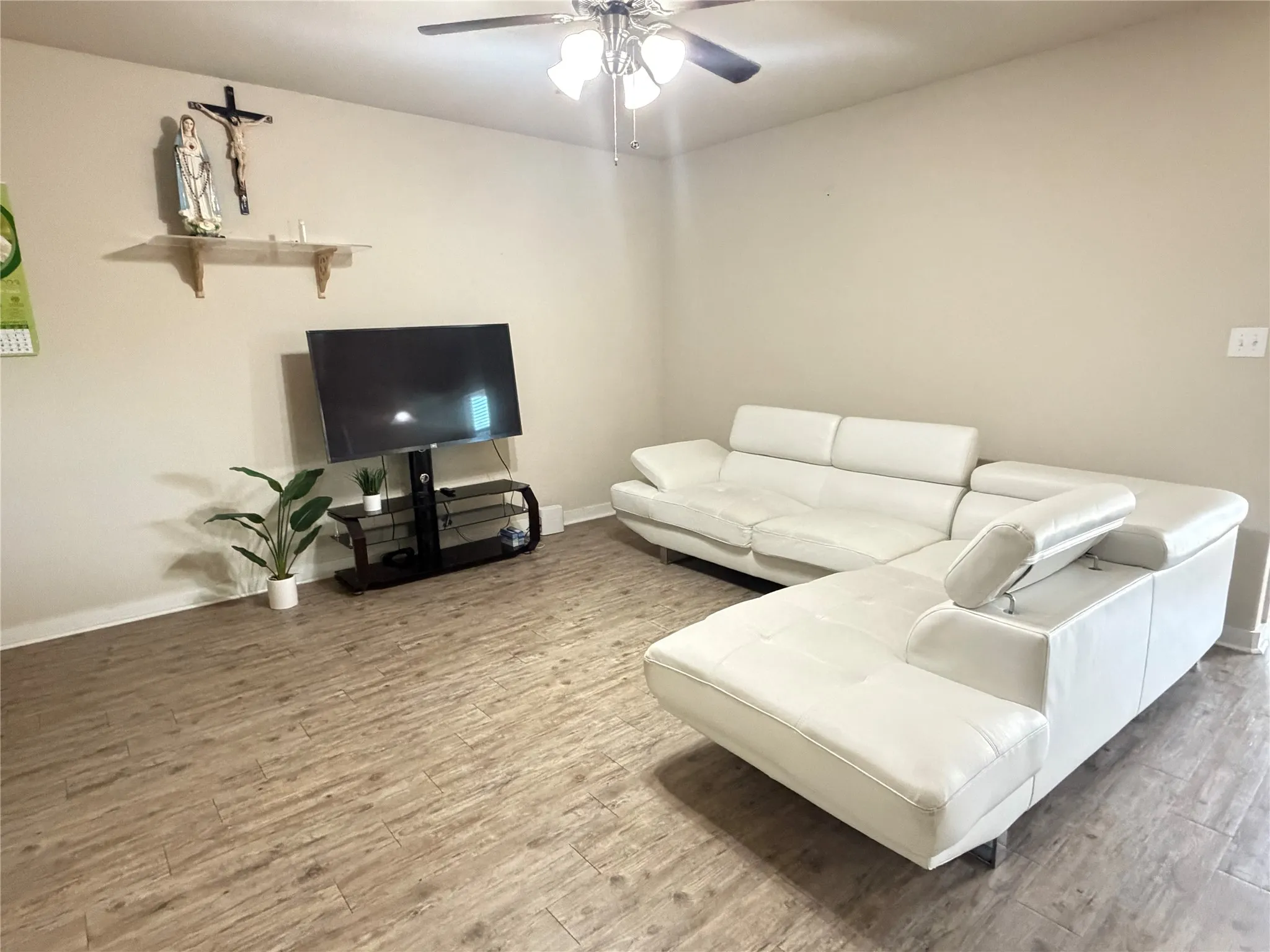Wood-finish flooring throughout