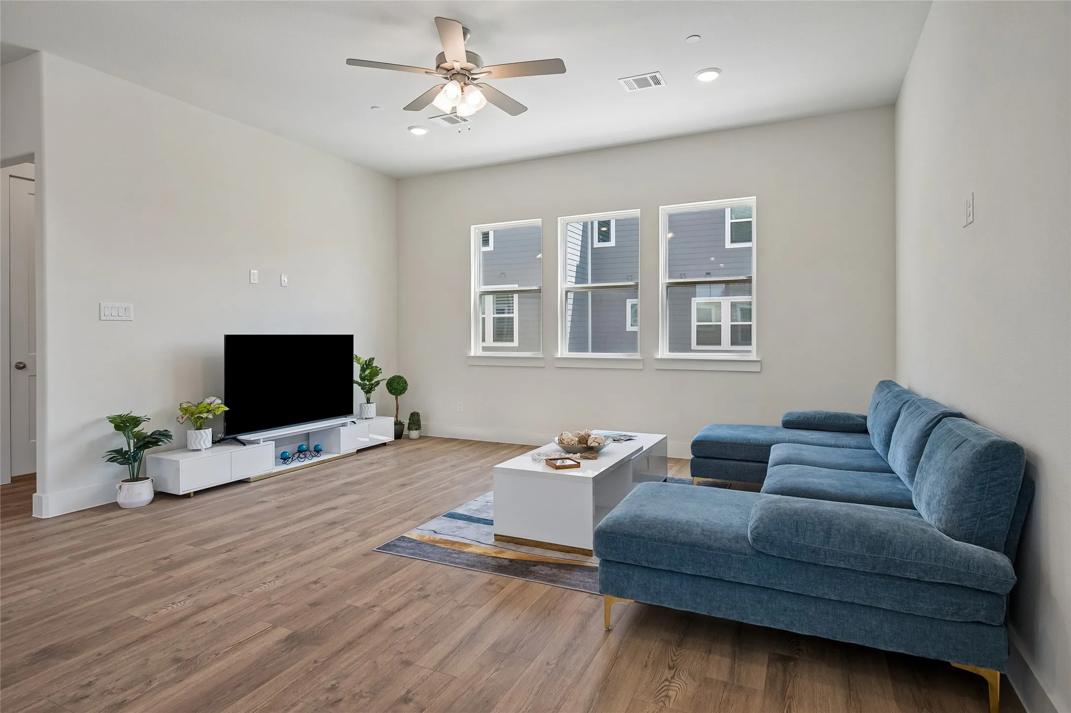 Living offers Flat TV screen wiring and ceiling fan