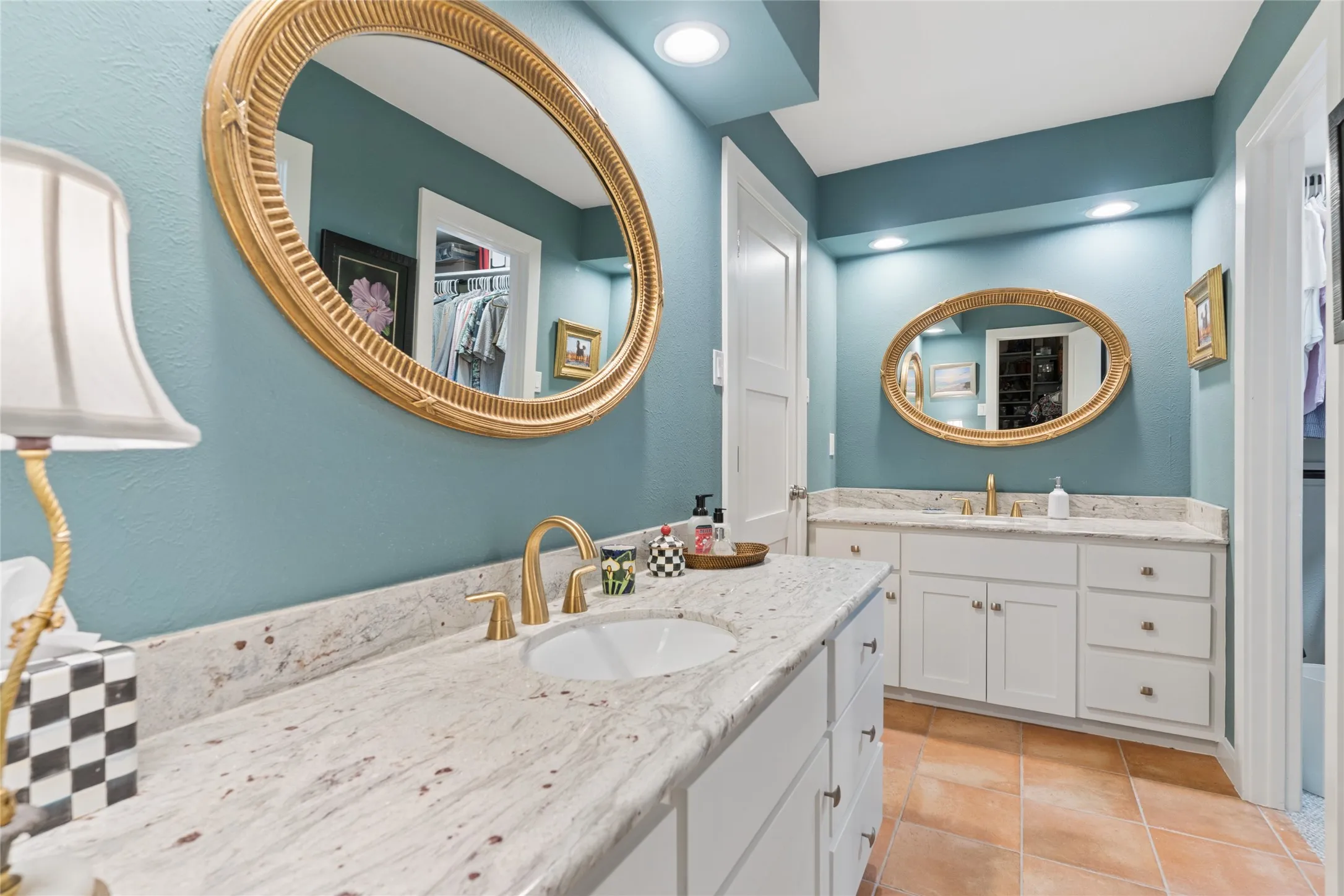 View from inside the bath to bedroom entry